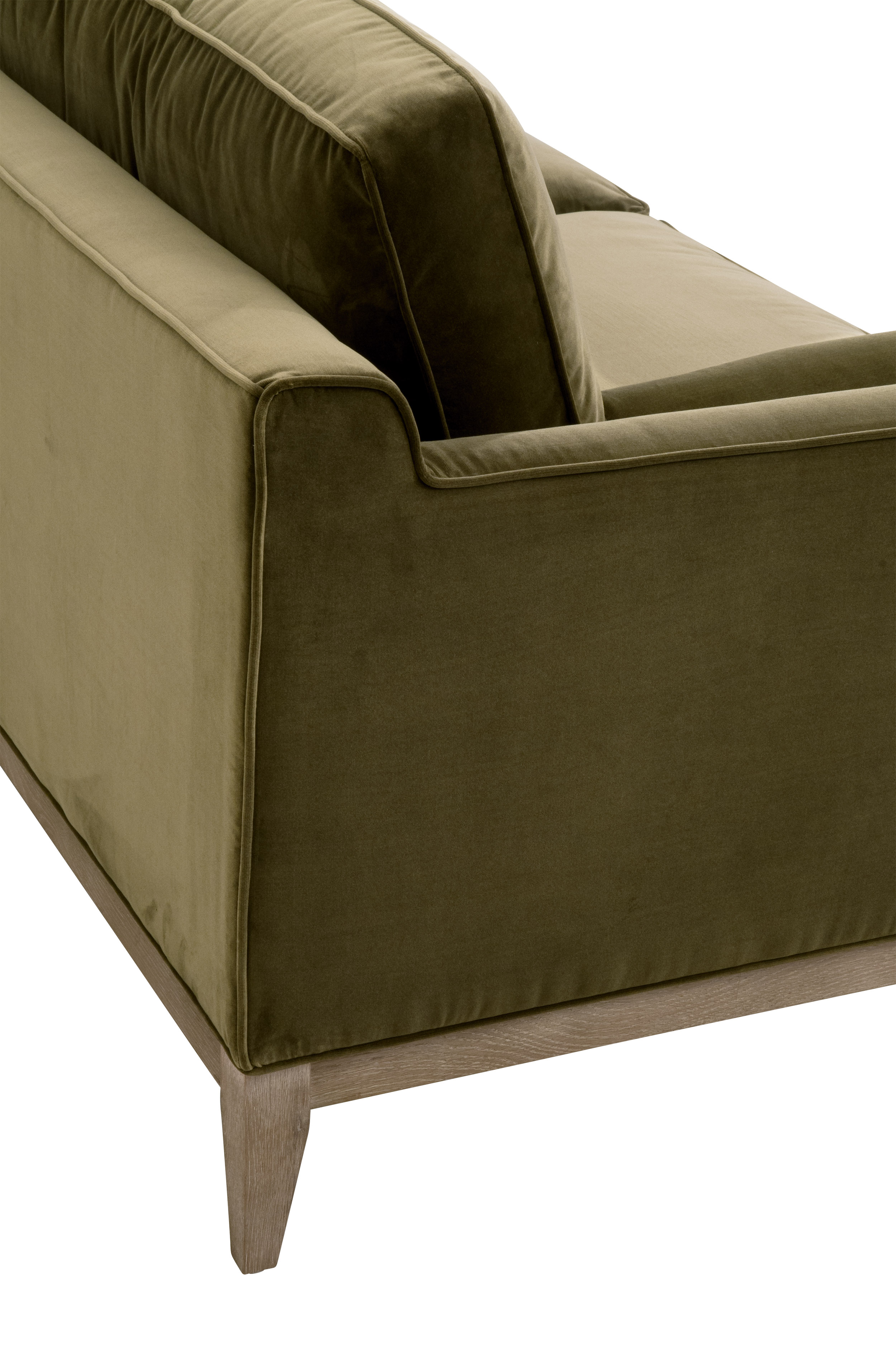 Essentials Parker 86" Post Modern Sofa - Olive Velvet, Natural Gray Oak