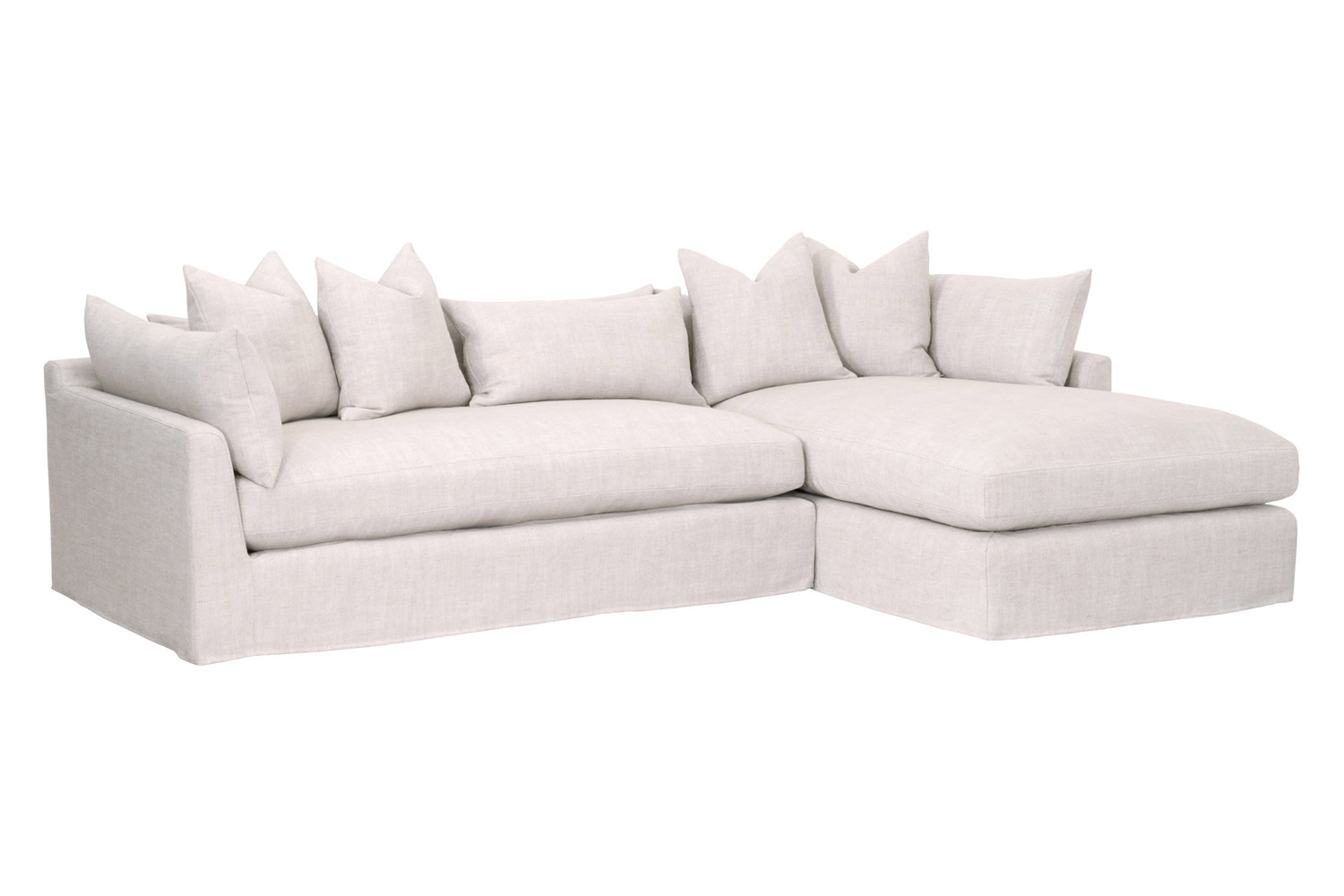 Essentials Haven 110" Lounge Slipcover RF Sectional - Bisque French Linen