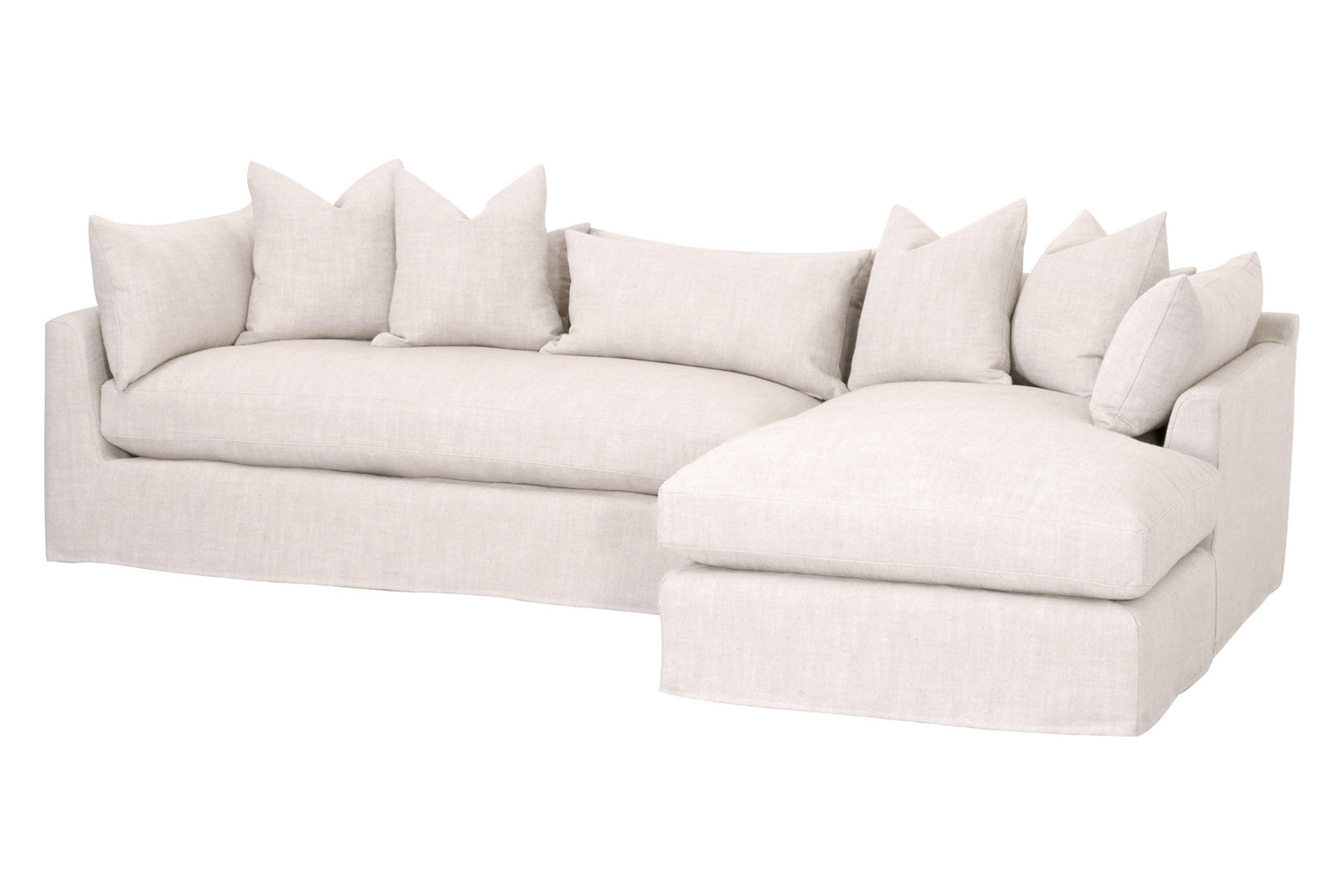 Essentials Haven 110" Lounge Slipcover RF Sectional - Bisque French Linen