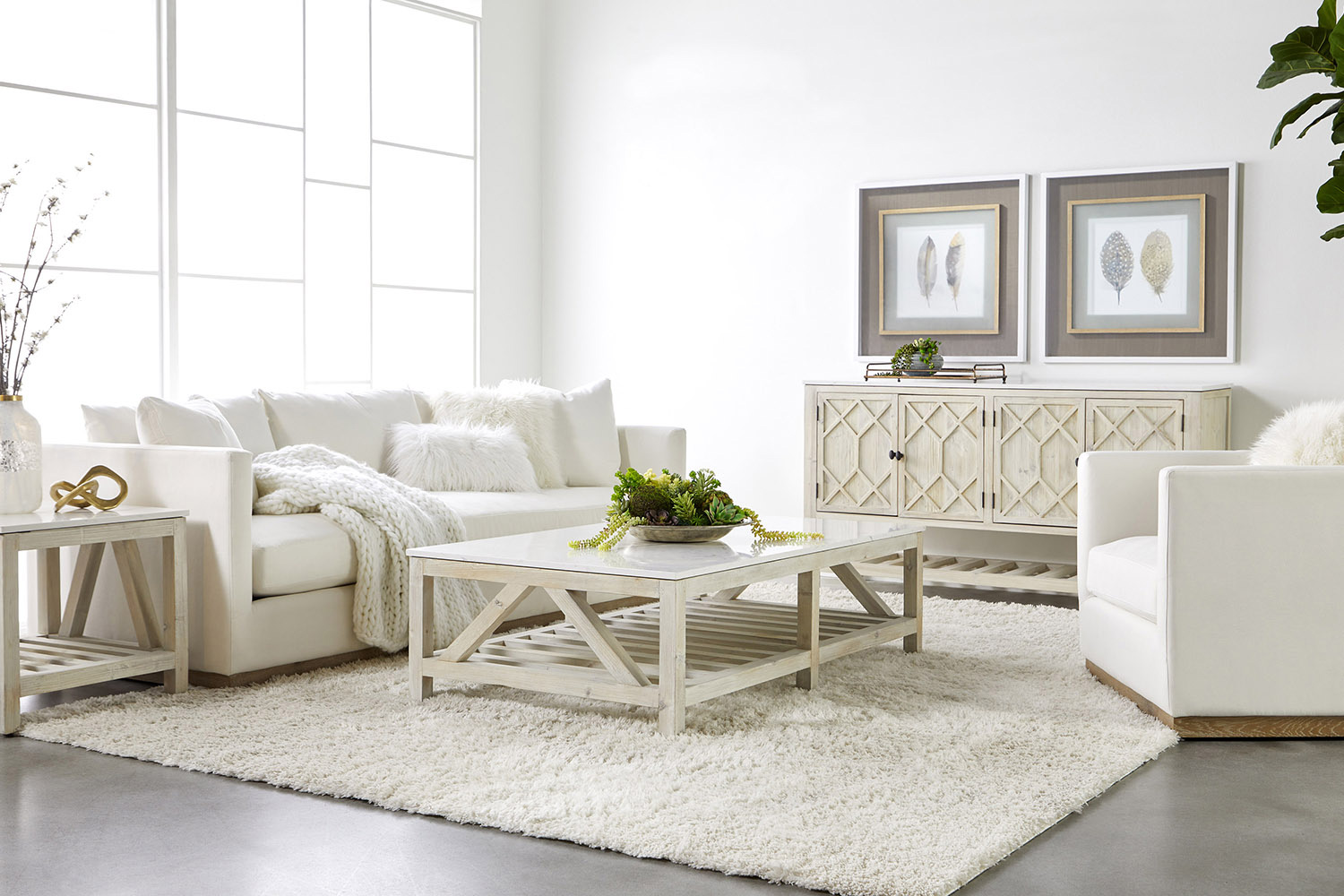 Essentials - Siena Plinth Base Sofa Chair in LiveSmart Machale Ivory