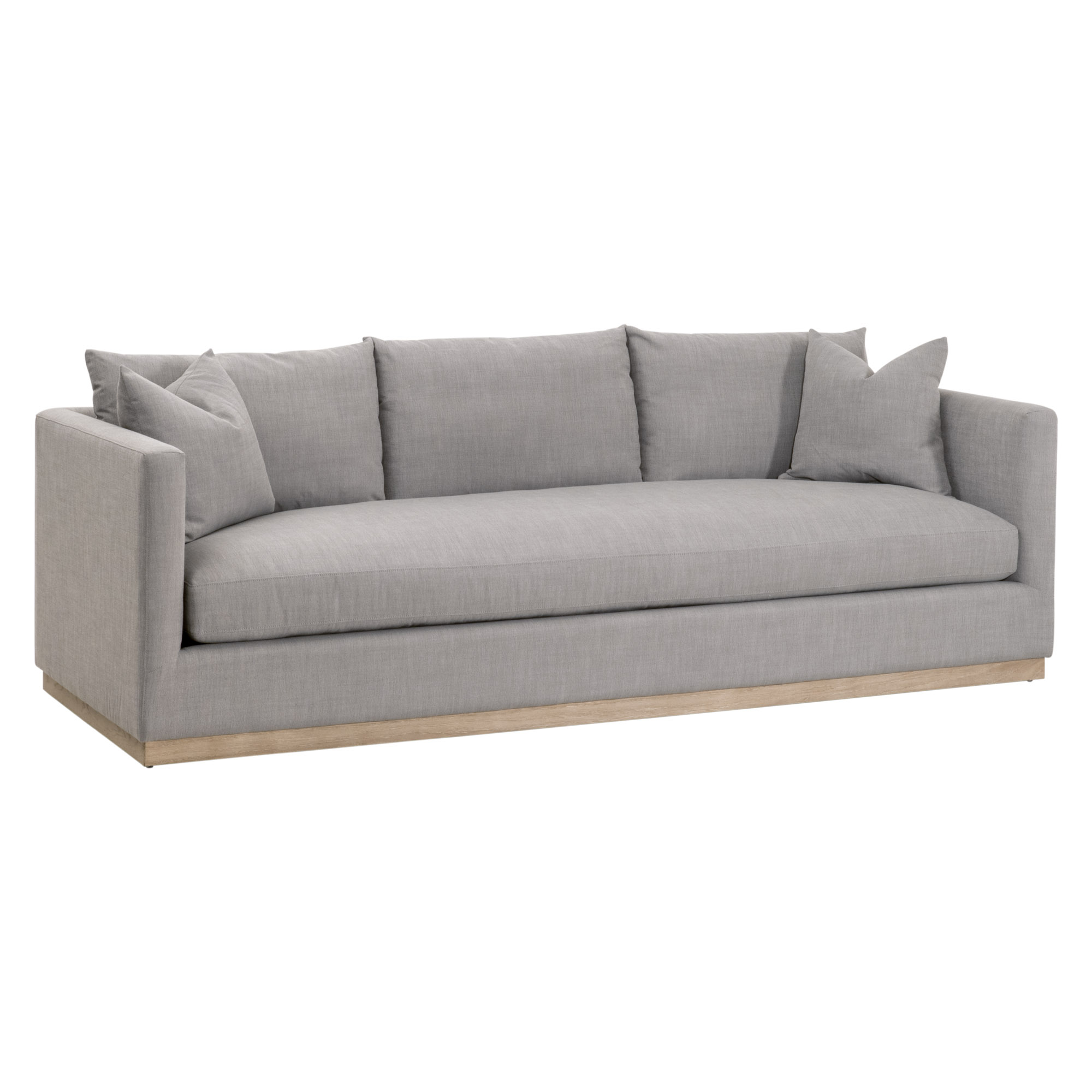 Essentials - Siena Plinth Base Stationary Sofa in Performance Paulston Steel, Natural Gray Oak