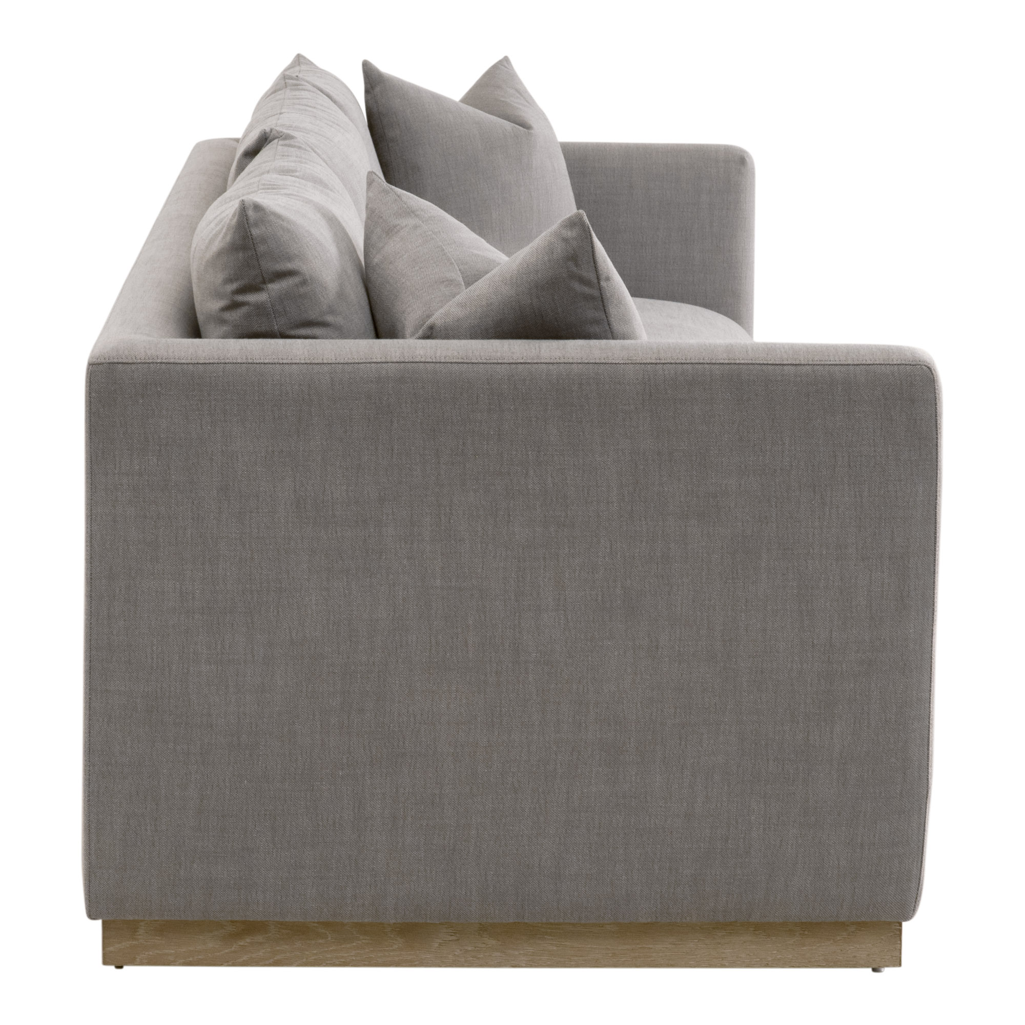 Essentials - Siena Plinth Base Stationary Sofa in Performance Paulston Steel, Natural Gray Oak