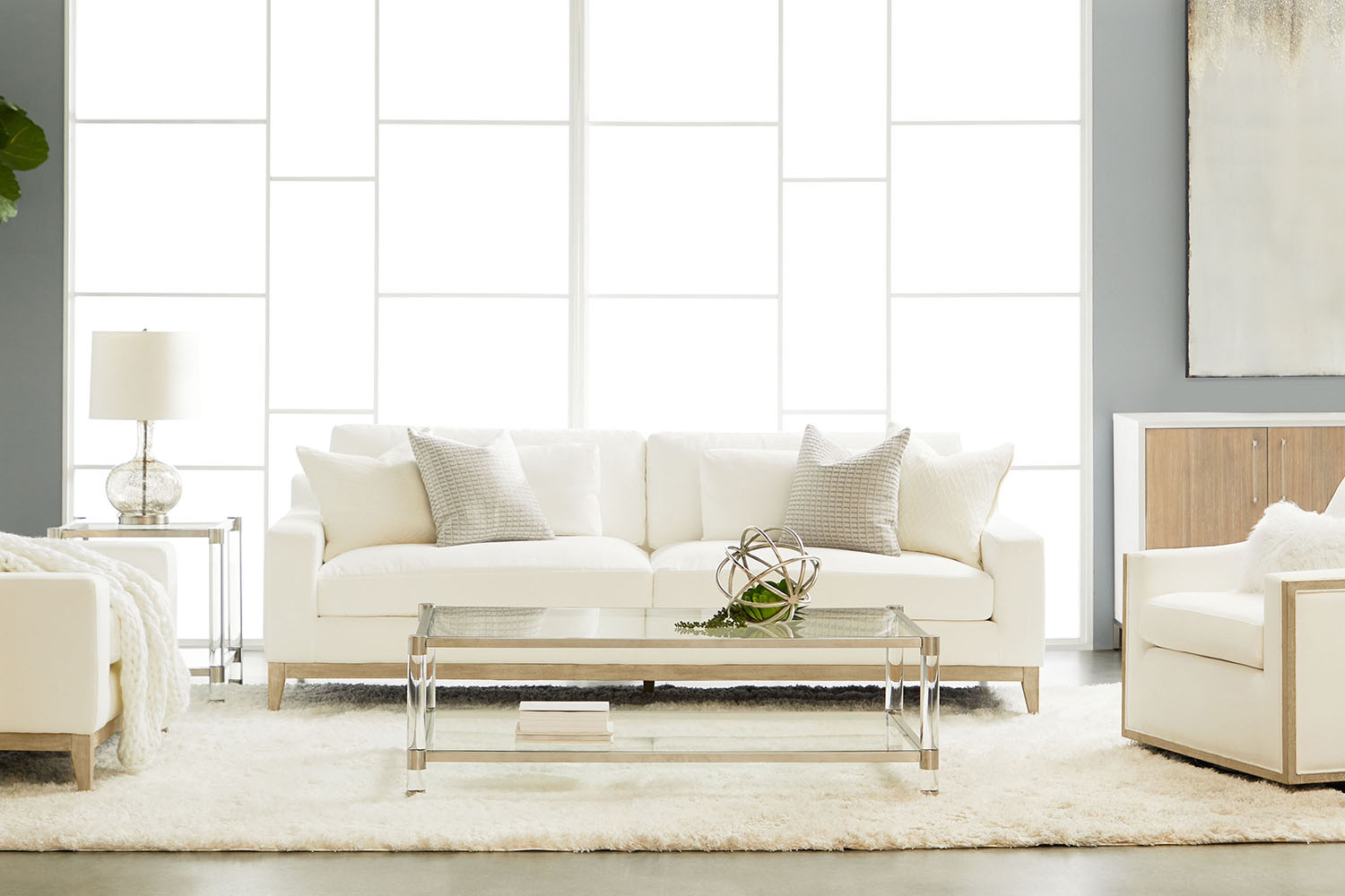 Essentials - Vienna 96" Track Arm Sofa in LiveSmart Peyton Pearl Natural Gray