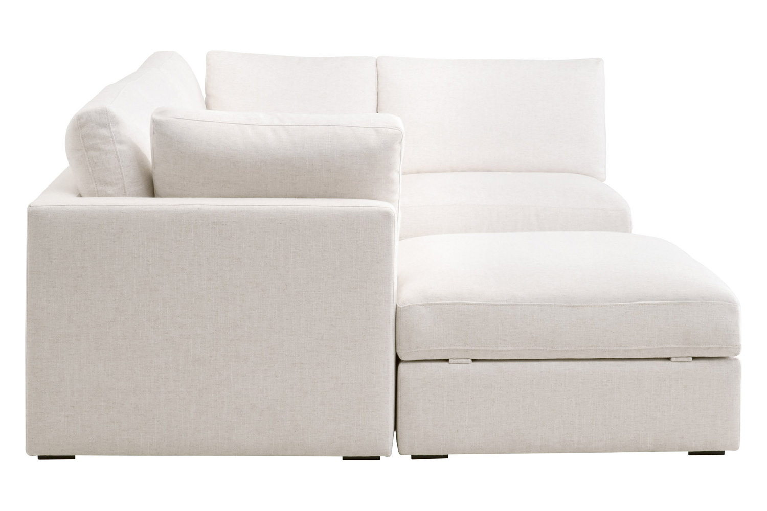 Essentials - Daley Modular Storage Ottoman in Textured Cream Linen