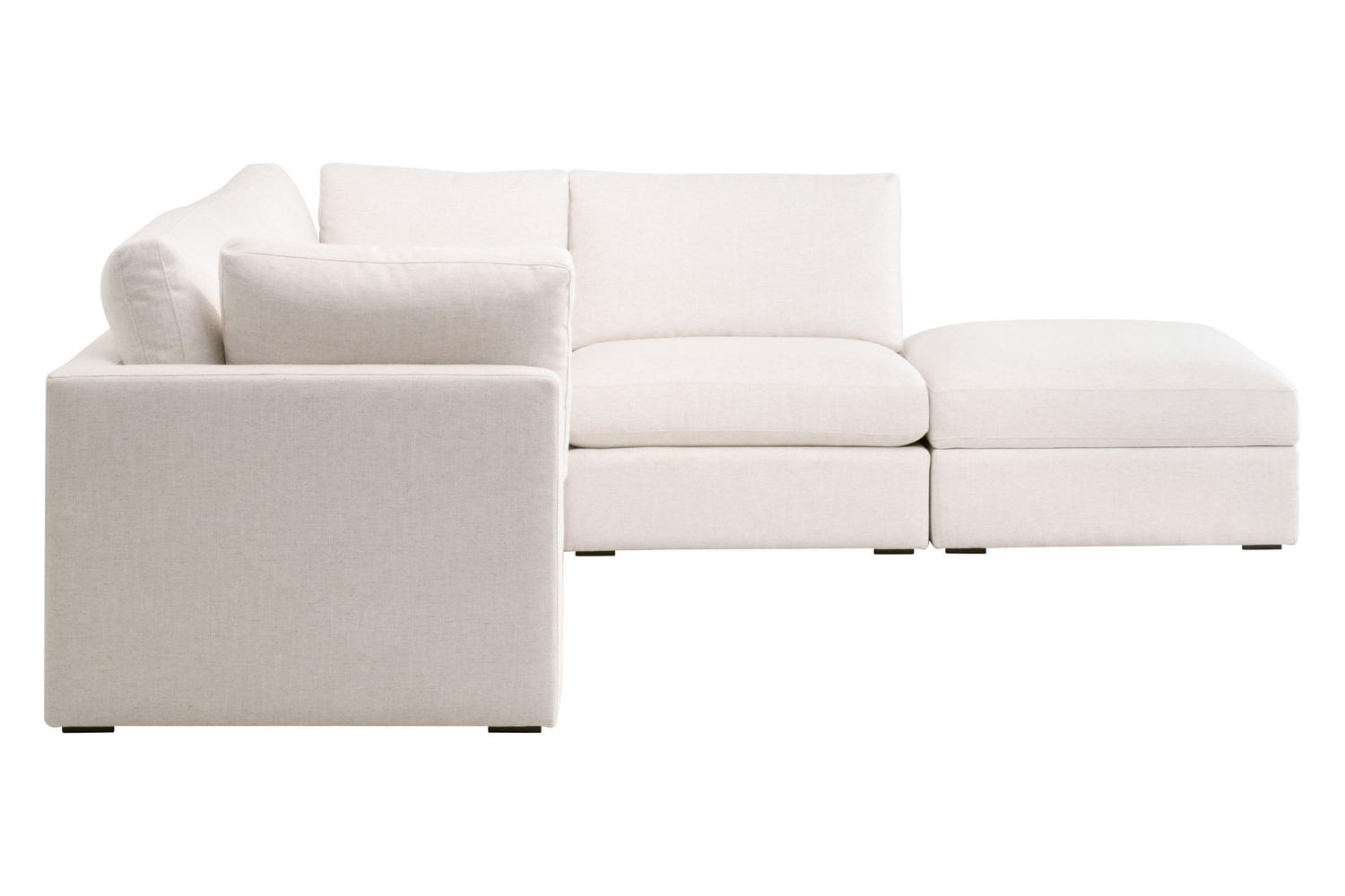 Essentials - Daley Modular Storage Ottoman in Textured Cream Linen