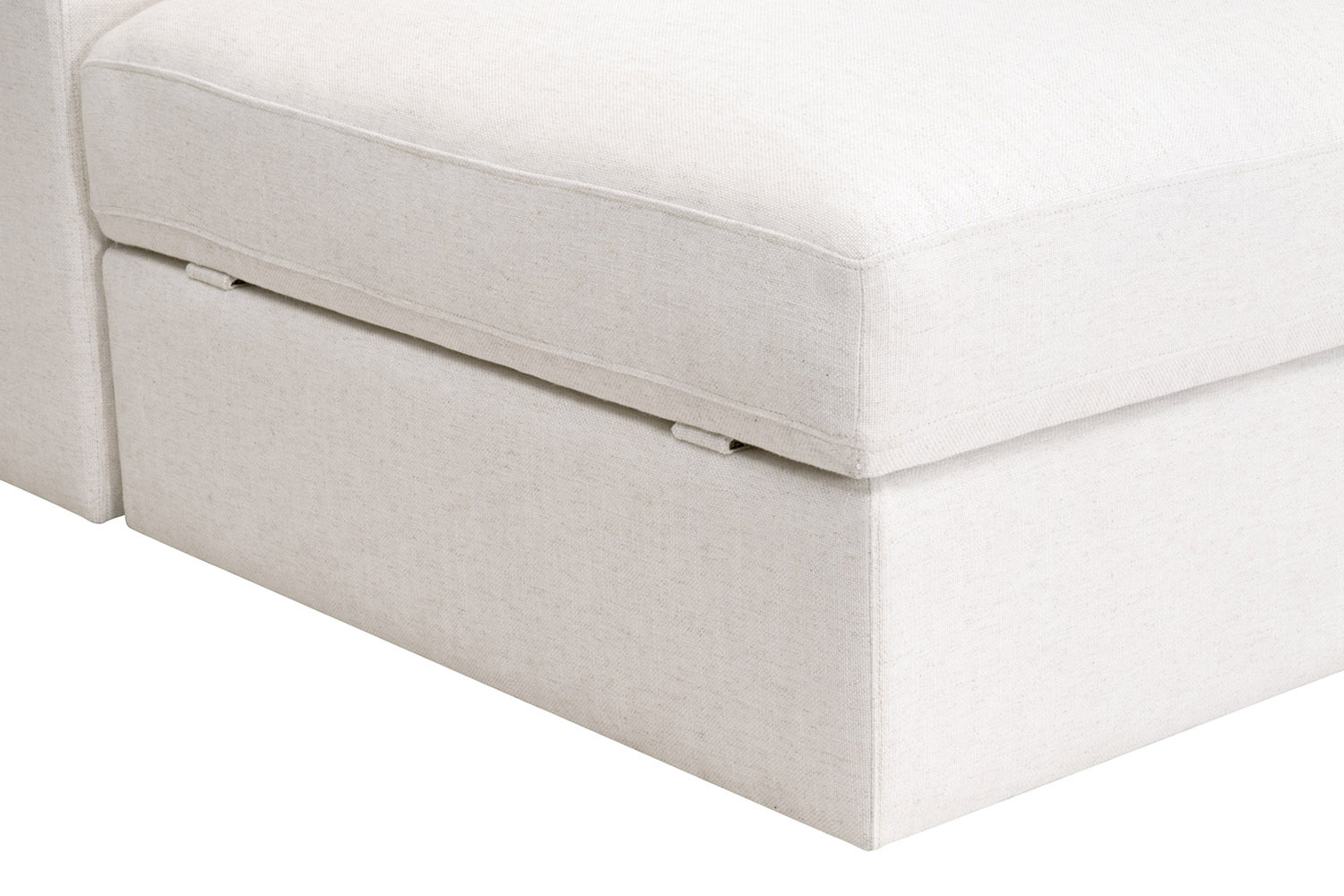 Essentials - Daley Modular Storage Ottoman in Textured Cream Linen