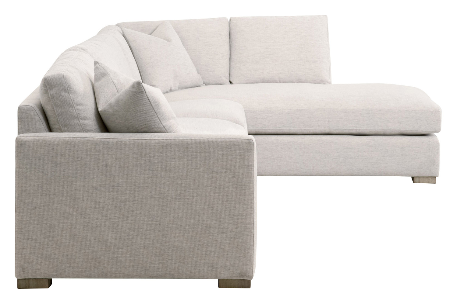 Essentials Clara Modular 2-Seat Left Slim Arm Sofa - Natural Gray Oak/Performance Stone Basketweave