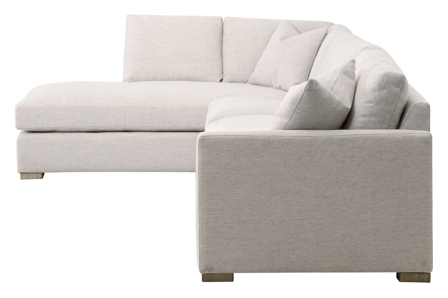 Essentials Clara Modular 2-Seat Right Slim Arm Sofa - Natural Gray Oak/Performance Stone Basketweave