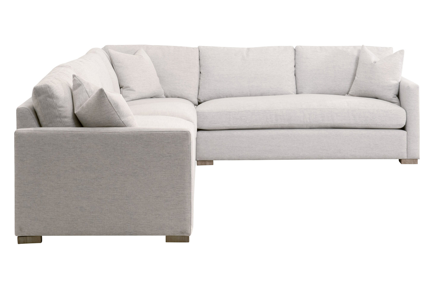 Essentials Clara Modular 2-Seat Right Slim Arm Sofa - Natural Gray Oak/Performance Stone Basketweave