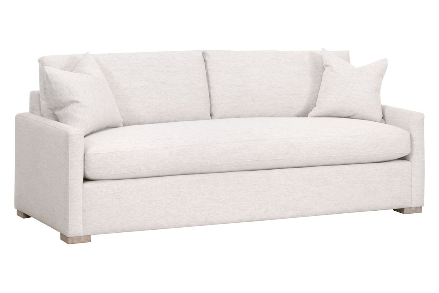 Essentials - Clara 86" Slim Arm Queen Sleeper Sofa in Stone Basketweave Natural Gray