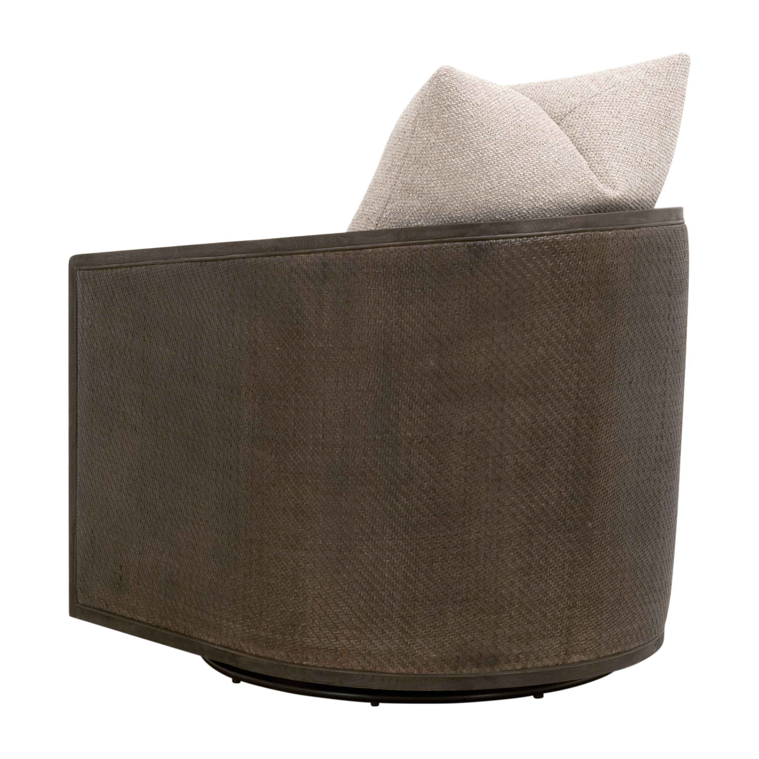 Essentials™ McGuire Swivel Club Chair - LiveSmart Gellar-Jute, Matte Brown Oak/Cane