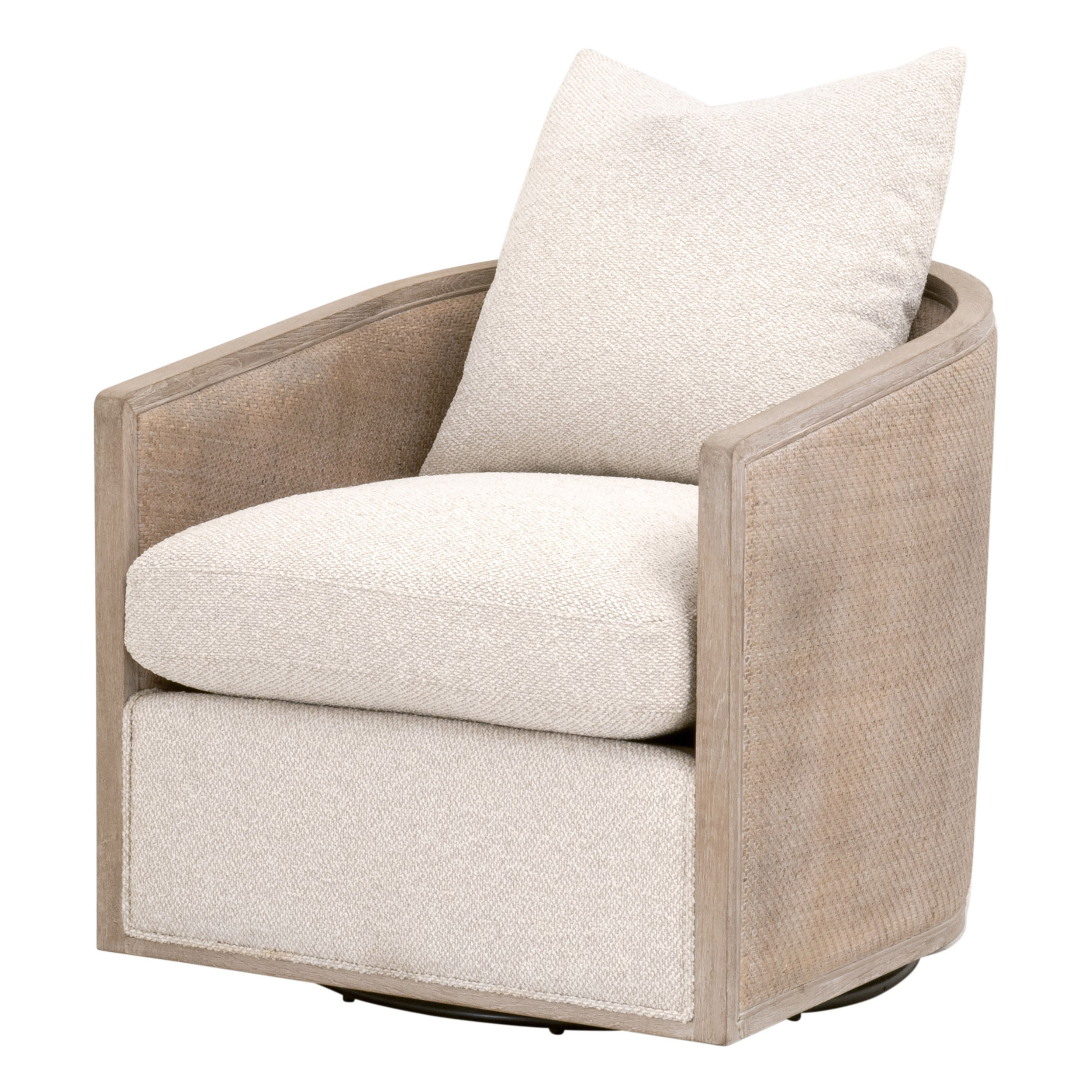 Essentials™ McGuire Swivel Club Chair - LiveSmart Gellar-Linen, Natural Gray Oak/Cane