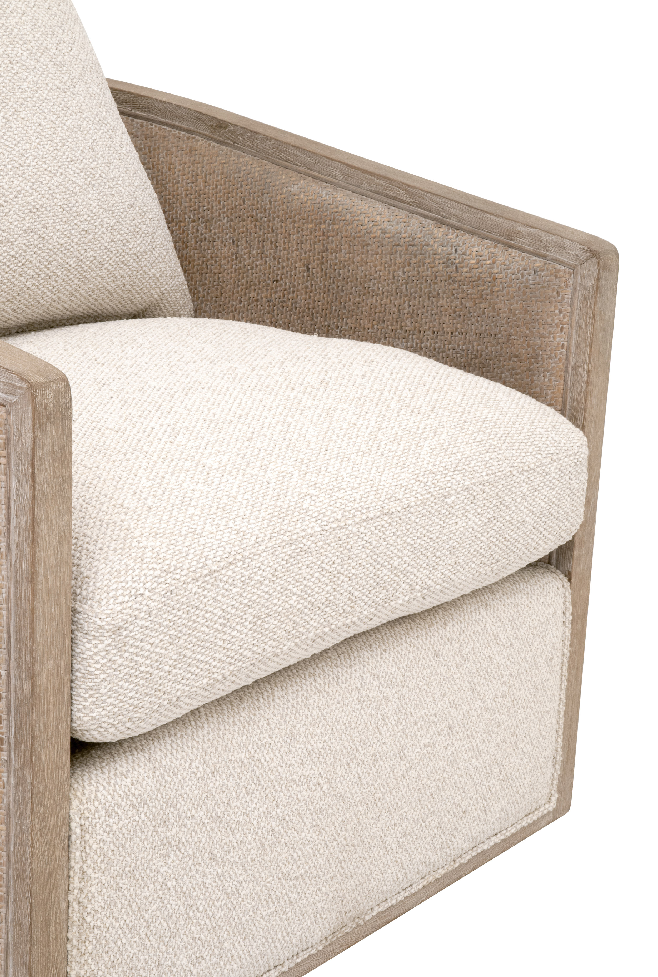 Essentials™ McGuire Swivel Club Chair - LiveSmart Gellar-Linen, Natural Gray Oak/Cane