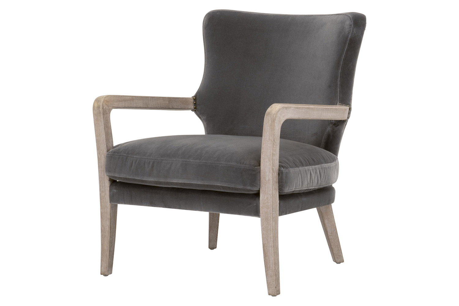 Essentials - Calvin Club Chair in Dark Dove Velvet Natural Gray