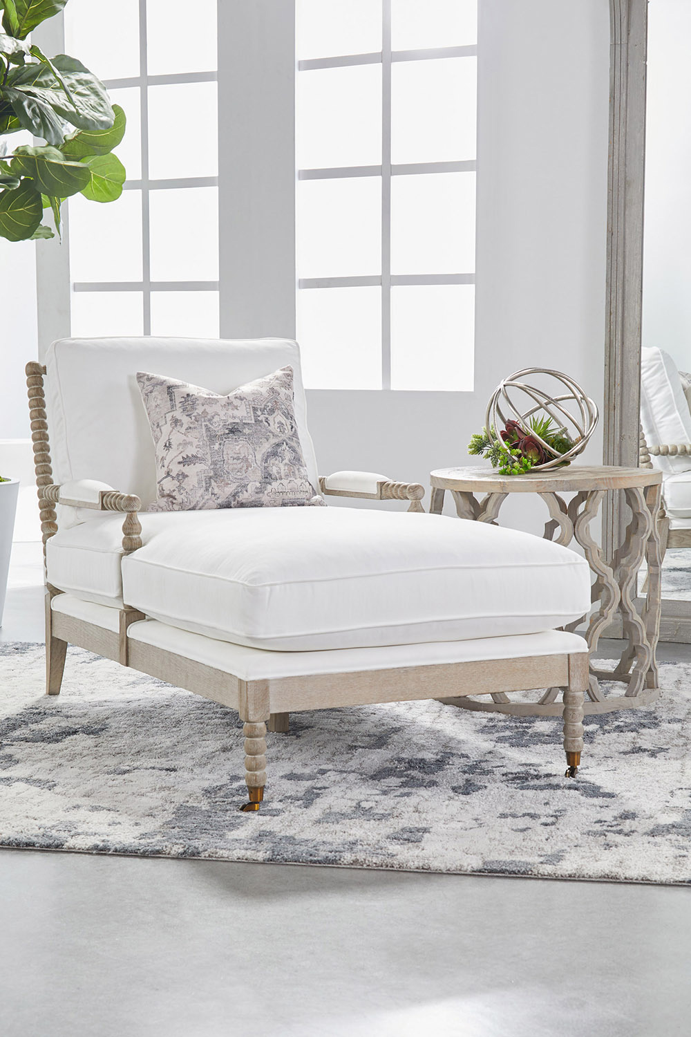 Essentials - Rouleau Chaise Lounge in LiveSmart Peyton Pearl Natural Gray Oak