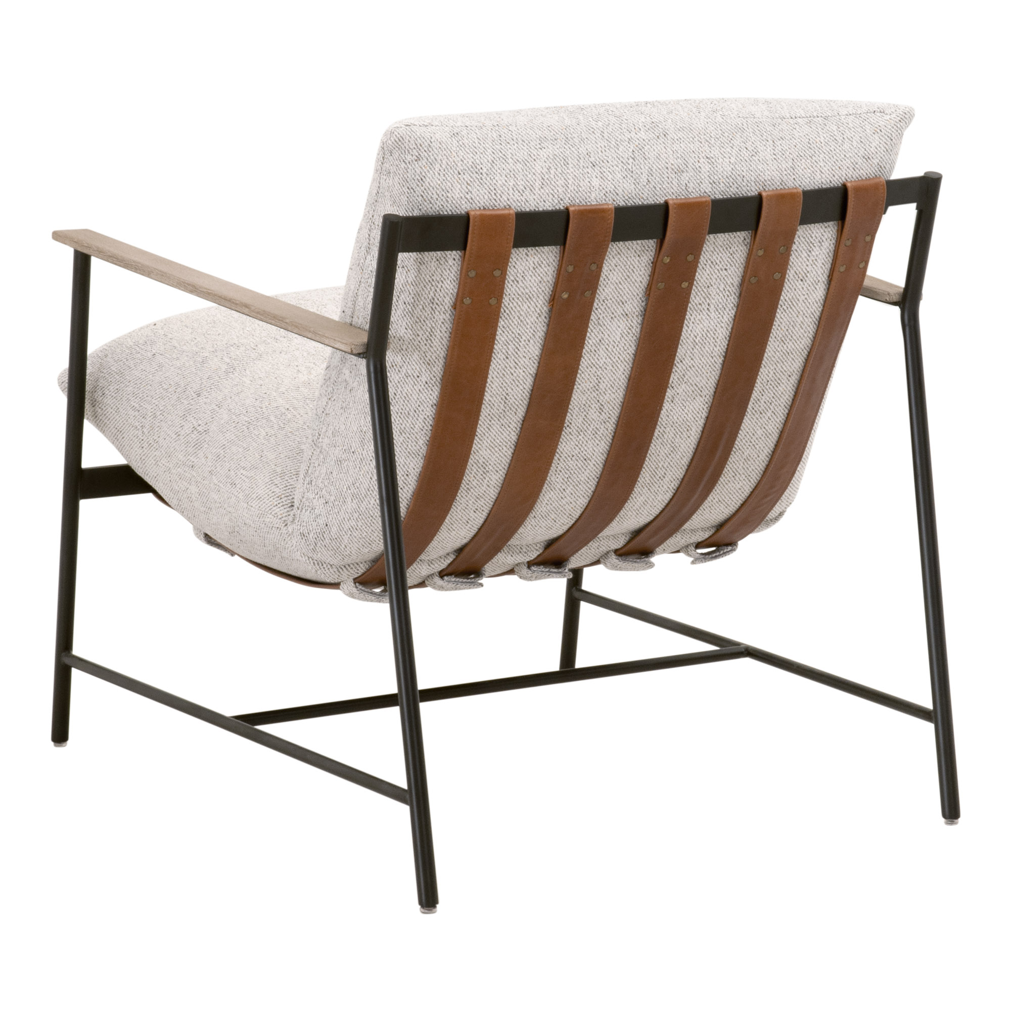 Essentials - Brando Club Chair in Howell Natural, Chestnut Top Grain Leather, Natural Gray Oak, Black Iron