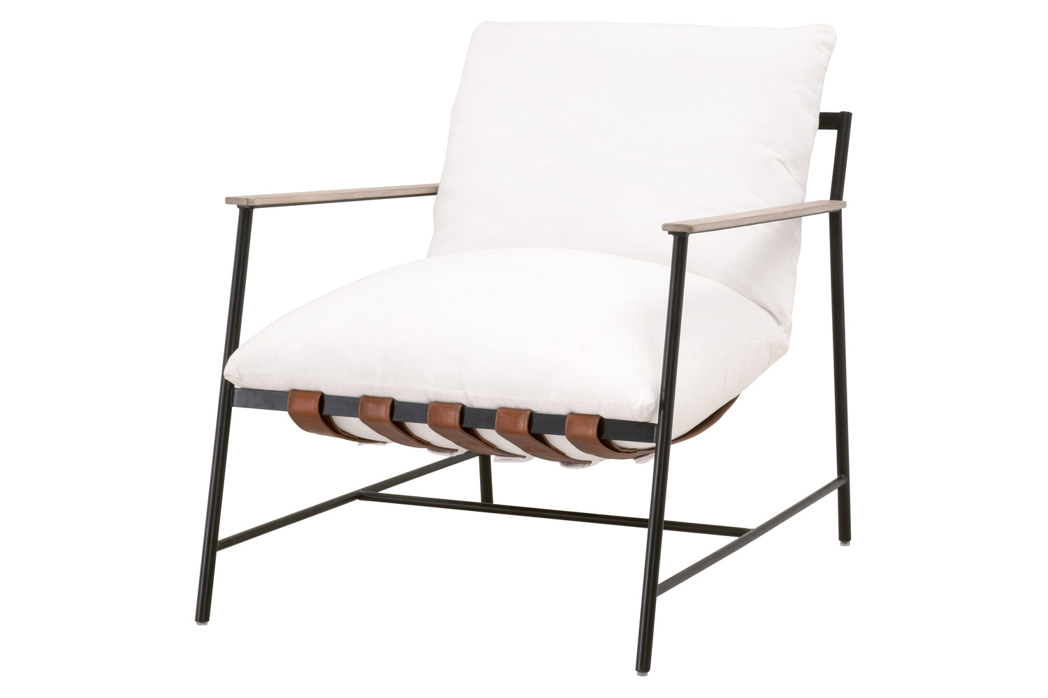 Essentials - Brando Club Chair in LiveSmart Peyton Pearl Black Iron