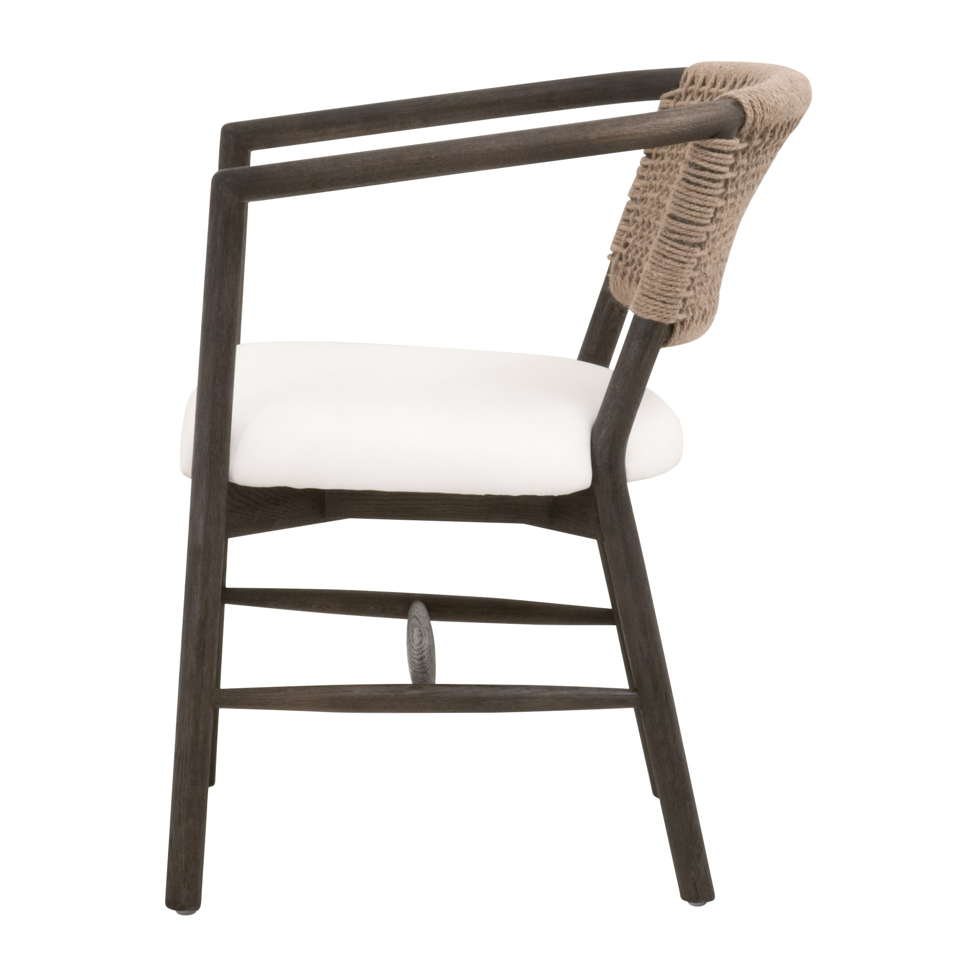 Essentials - Juxtaposition Accent Chair in LiveSmart Peyton-Pearl, Matte Brown Oak, Jute Twine