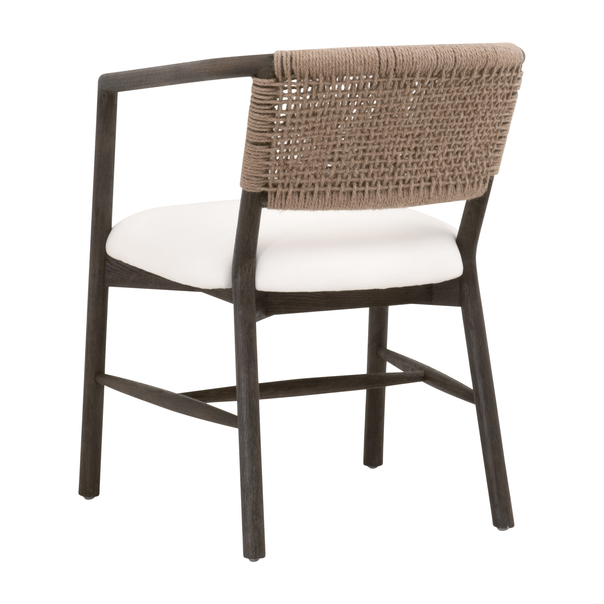 Essentials - Juxtaposition Accent Chair in LiveSmart Peyton-Pearl, Matte Brown Oak, Jute Twine