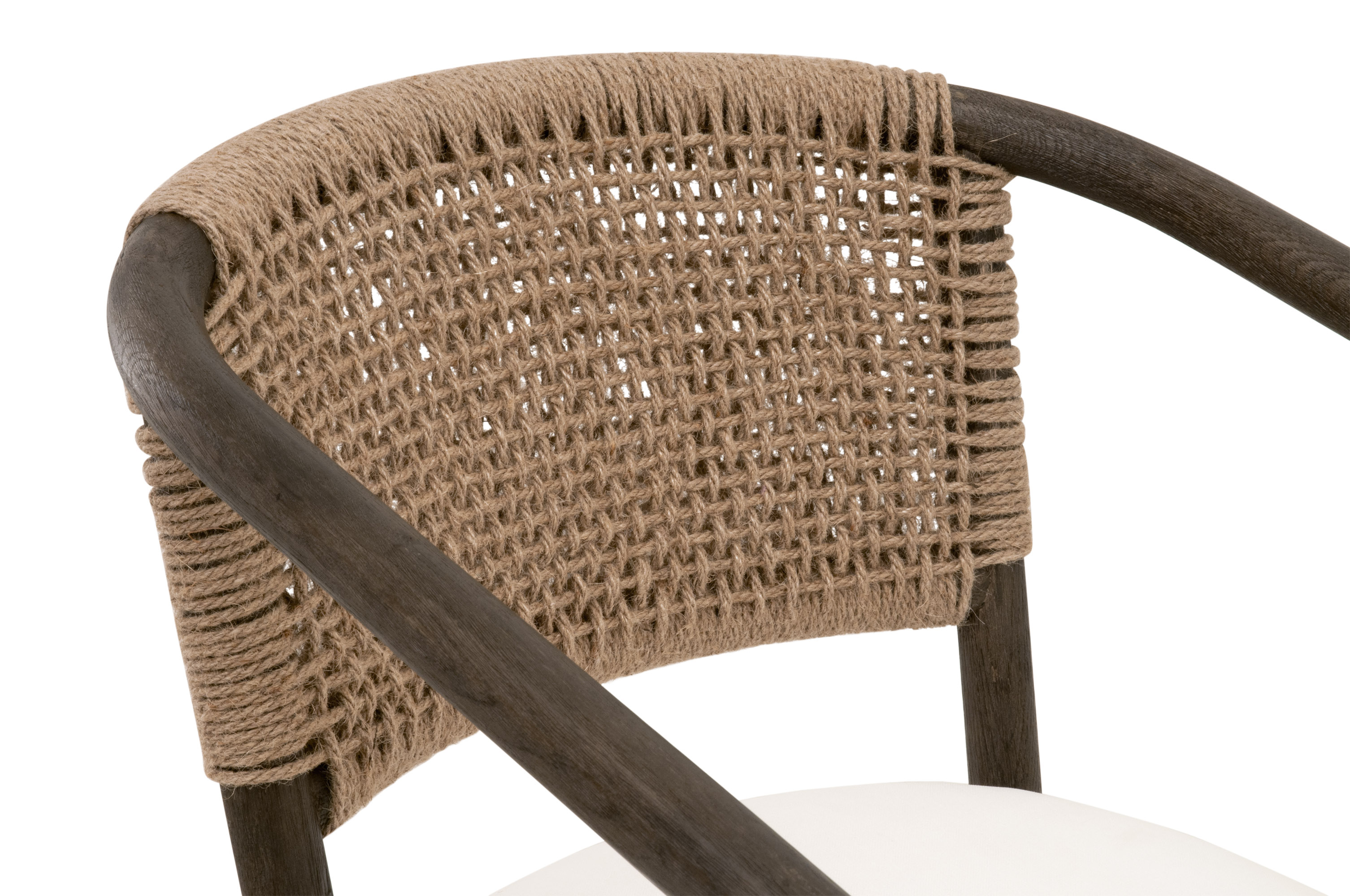 Essentials - Juxtaposition Accent Chair in LiveSmart Peyton-Pearl, Matte Brown Oak, Jute Twine