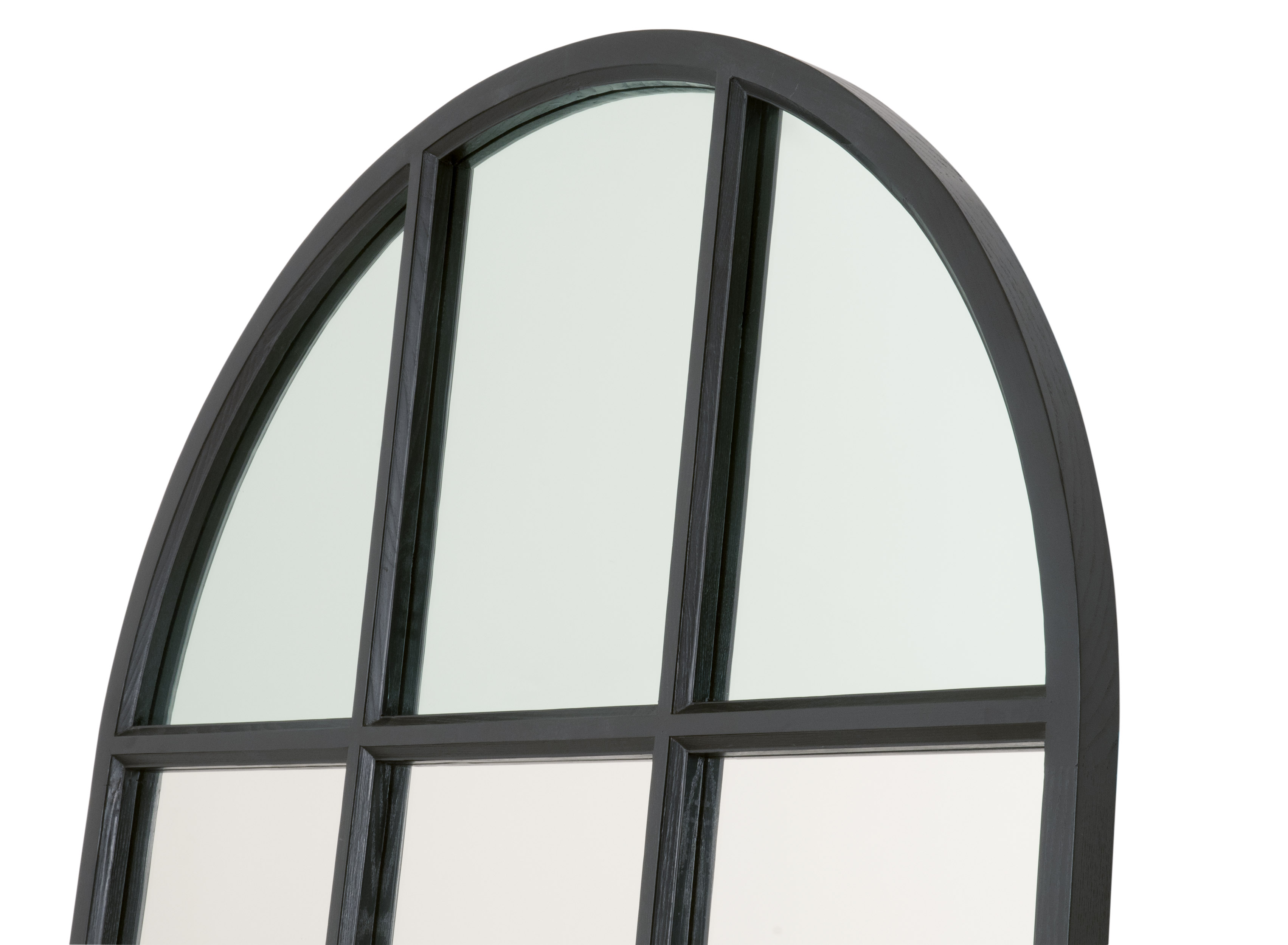 Essentials - Grid Arched Mirror in Matte Black Oak