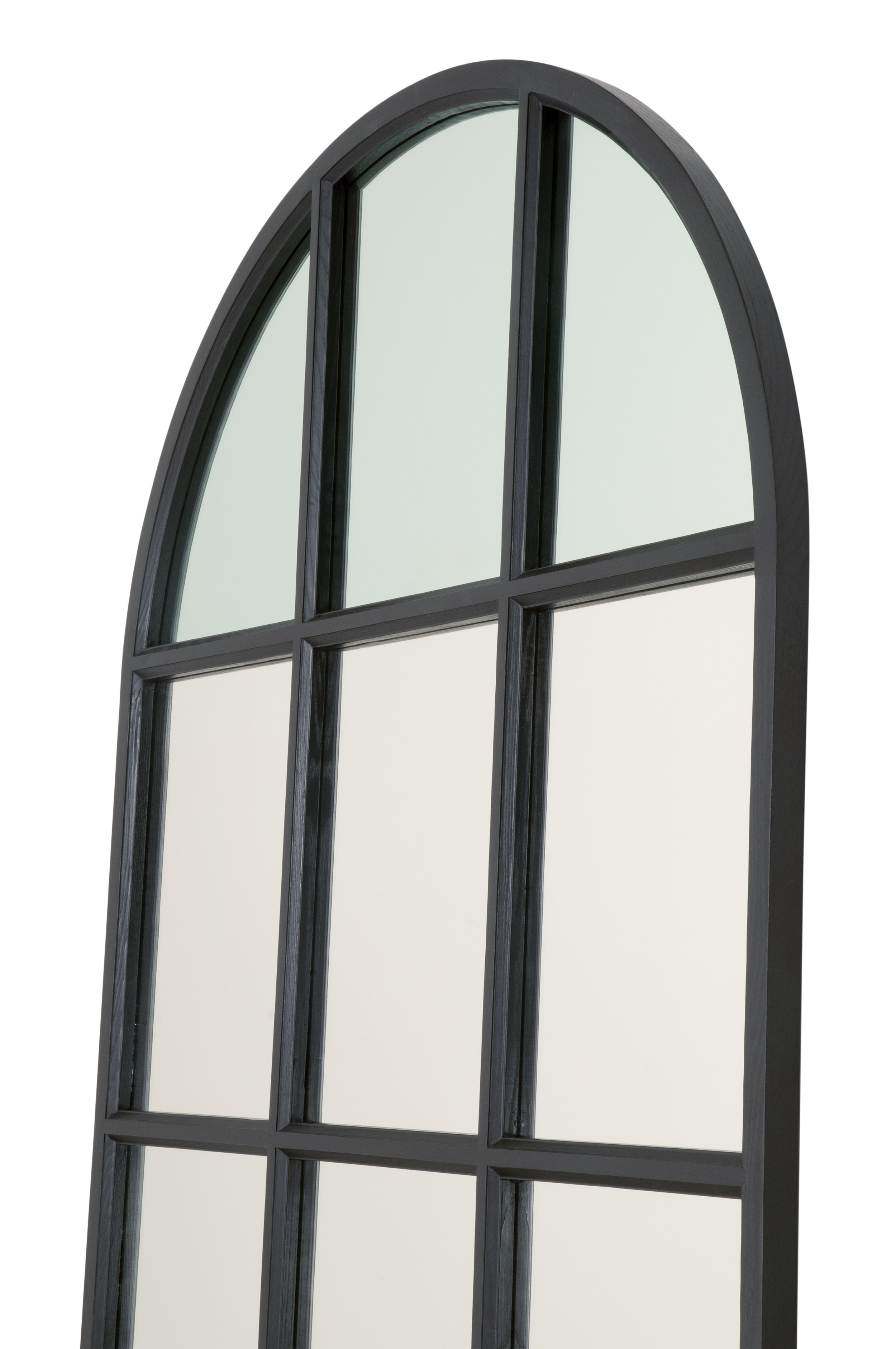 Essentials - Grid Arched Mirror in Matte Black Oak