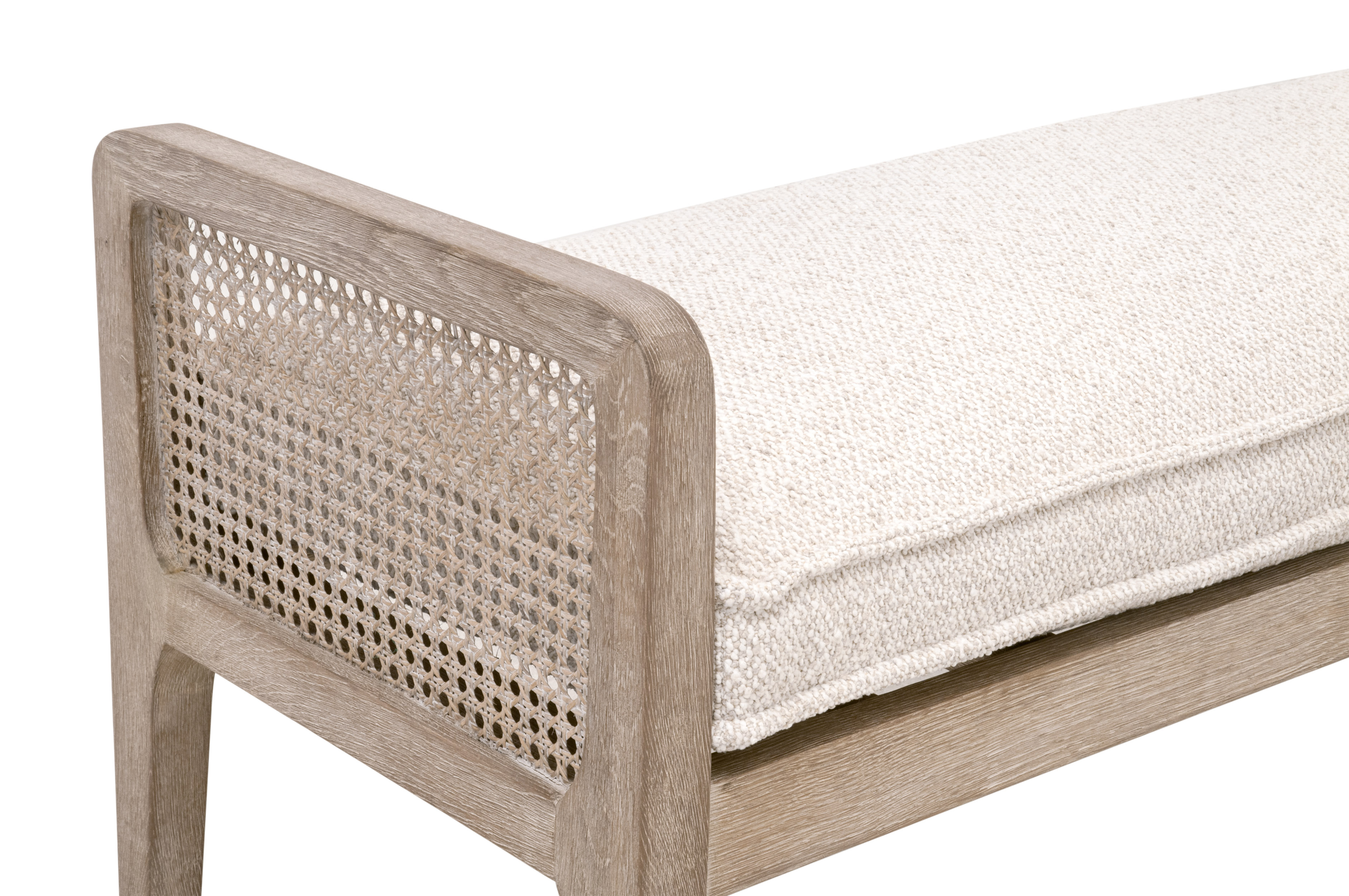 Essentials Leone Bench - LiveSmart Gellar-Linen, Natural Gray Oak, Cane