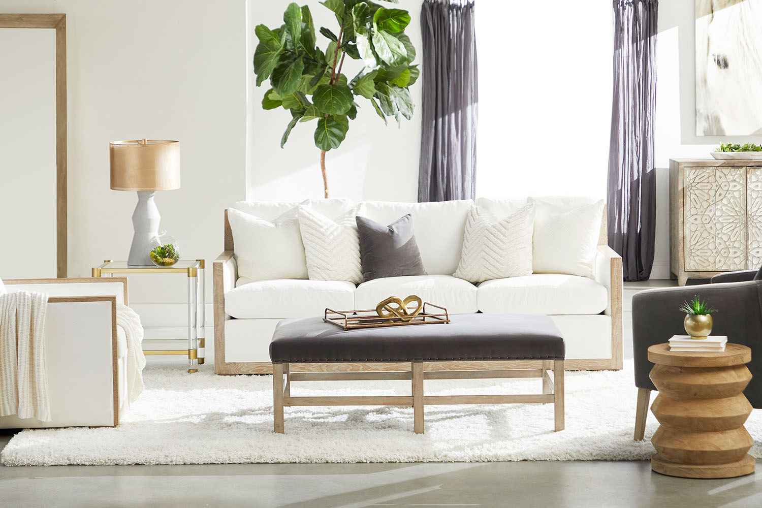 Essentials - Manhattan Wood Trim Sofa Chair in LiveSmart Peyton Pearl Natural Gray