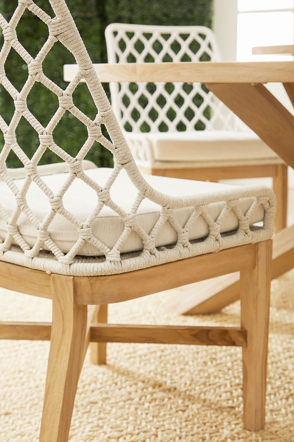 Essentials - Woven Lattis Outdoor Dining Chair in White Speckle