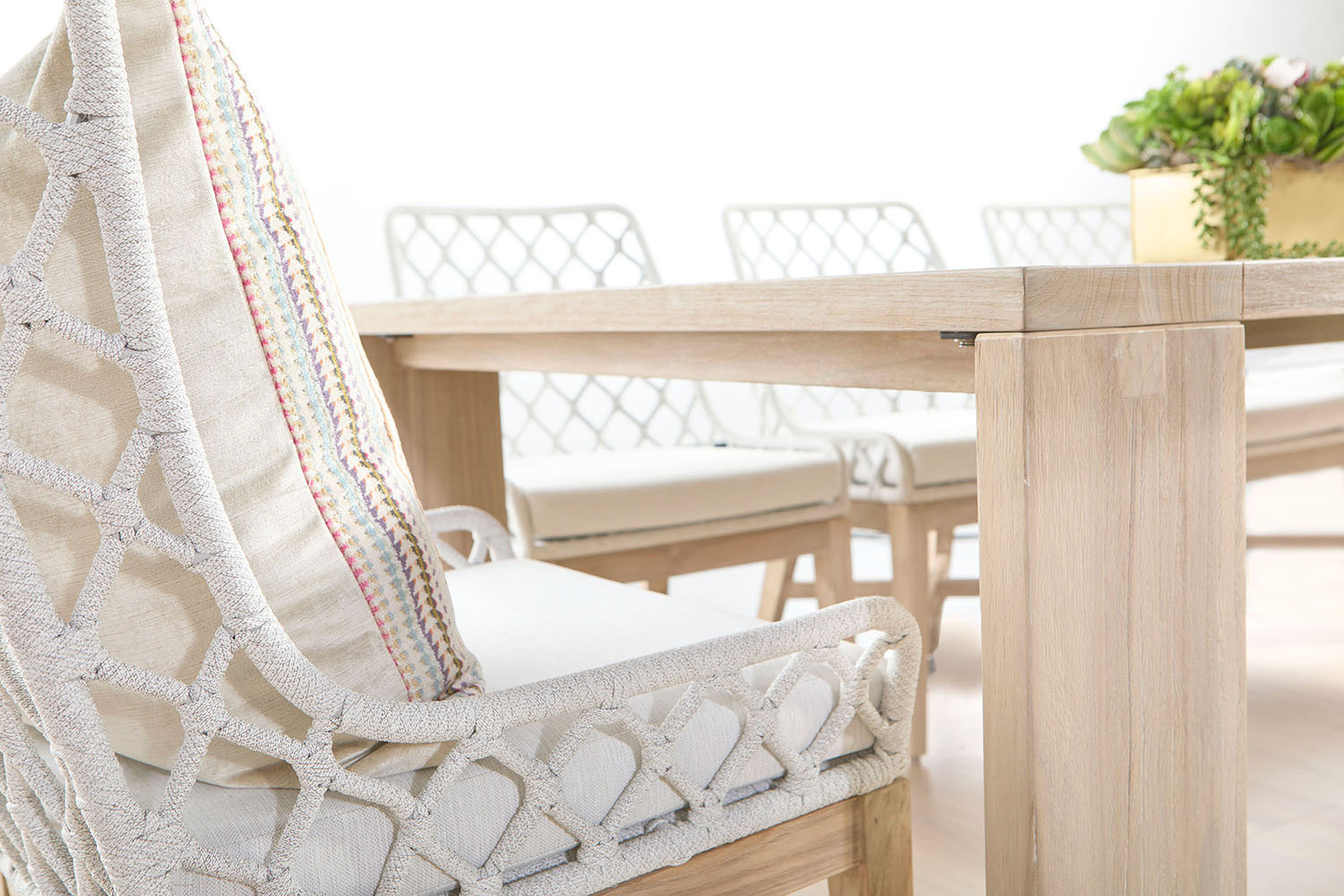 Essentials - Woven Lattis Outdoor Dining Chair in White Speckle