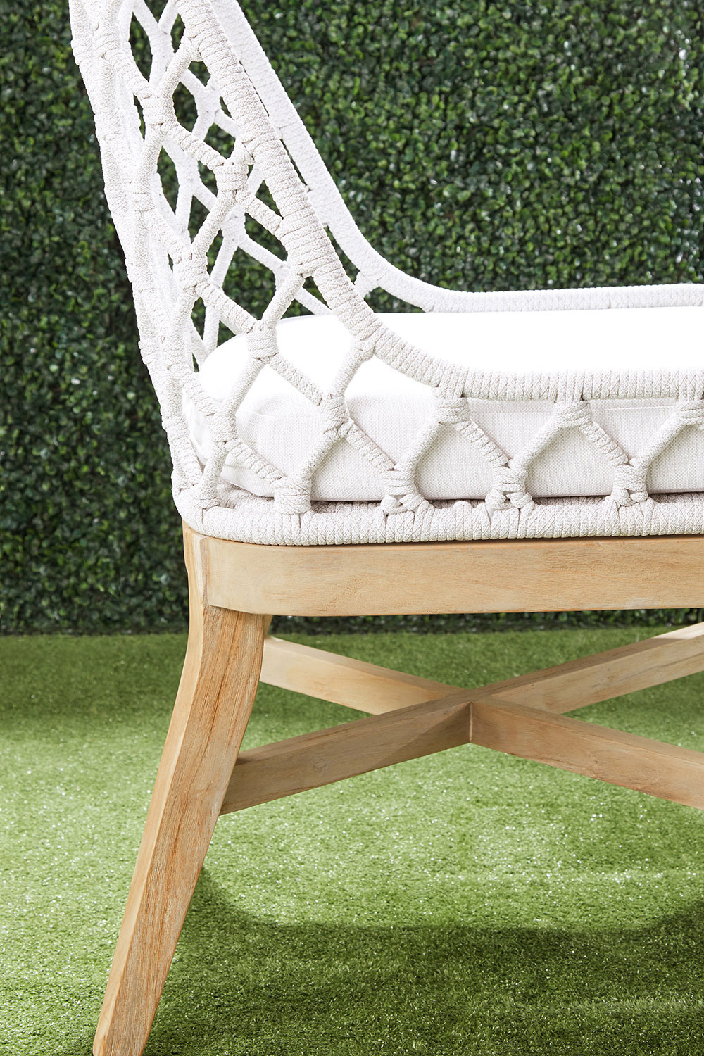 Essentials - Woven Lattis Outdoor Dining Chair in White Speckle