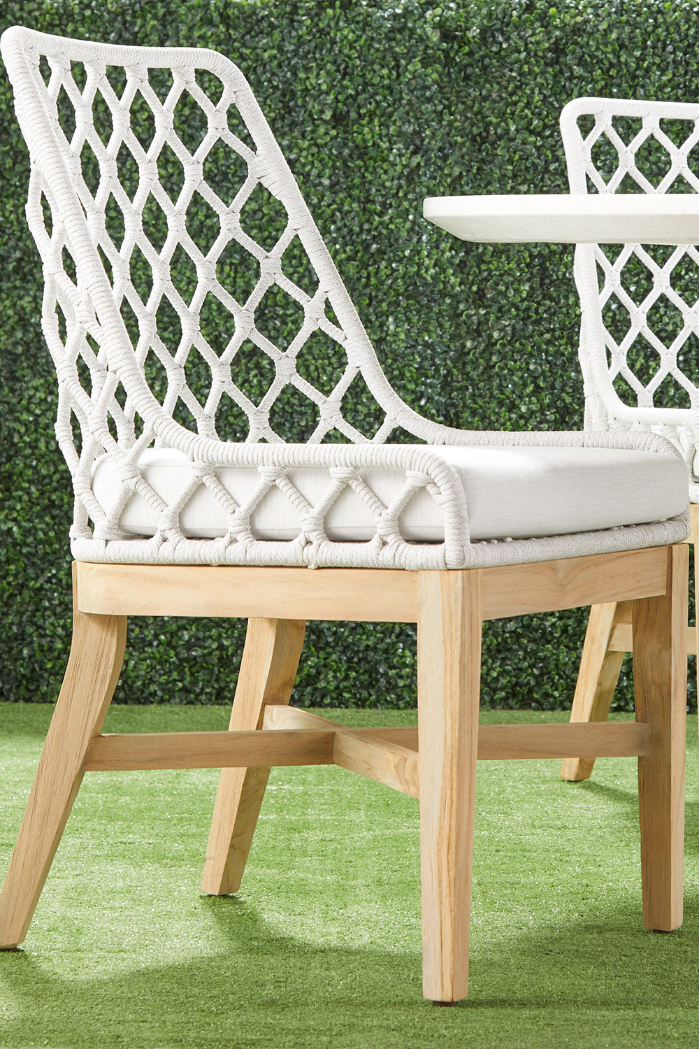 Essentials - Woven Lattis Outdoor Dining Chair in White Speckle