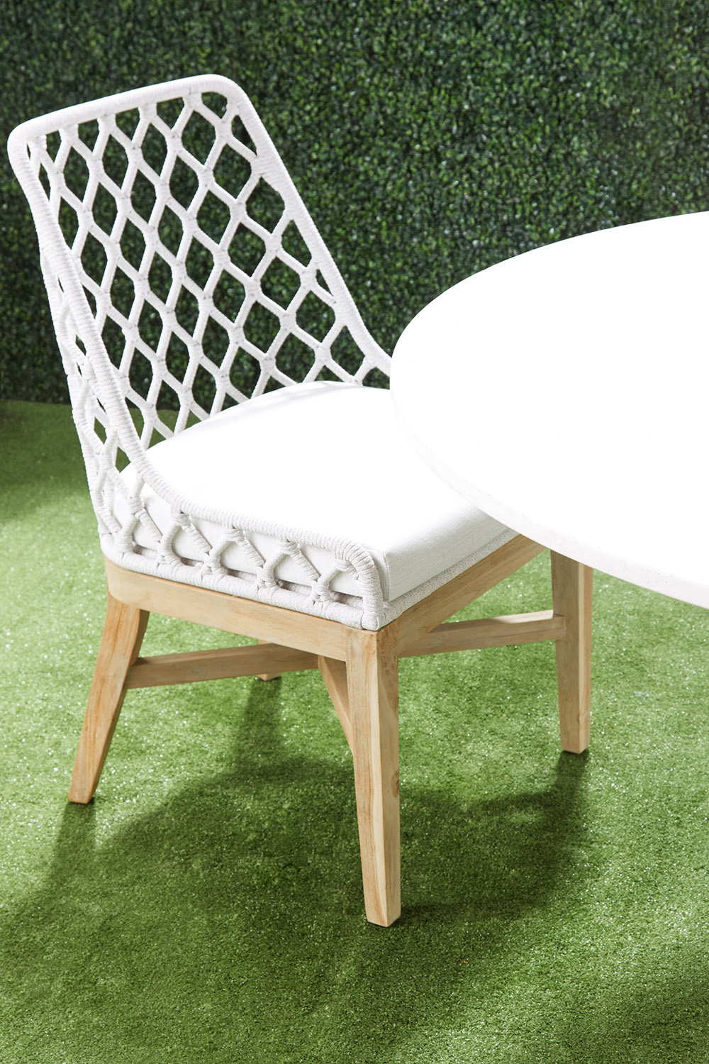 Essentials - Woven Lattis Outdoor Dining Chair in White Speckle