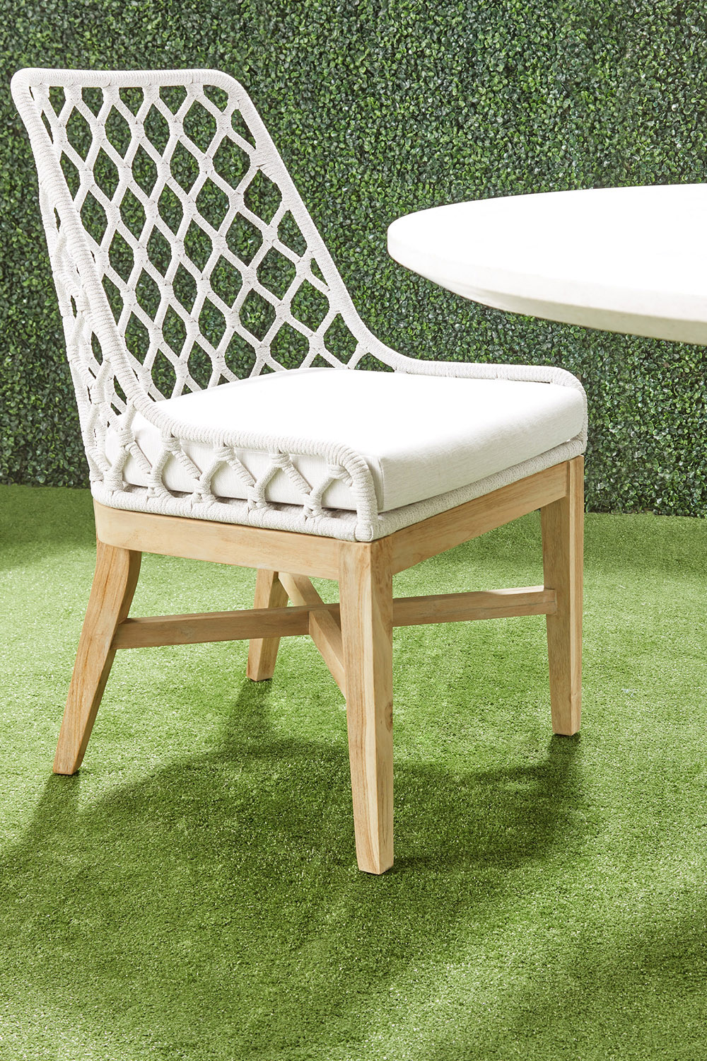 Essentials - Woven Lattis Outdoor Dining Chair in White Speckle