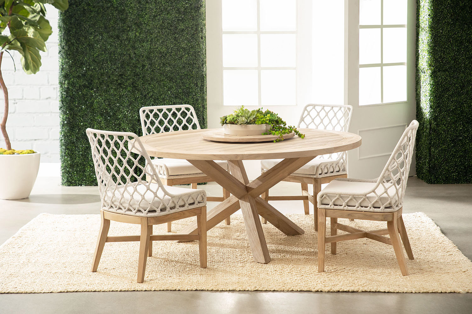 Essentials - Woven Lattis Outdoor Dining Chair in White Speckle