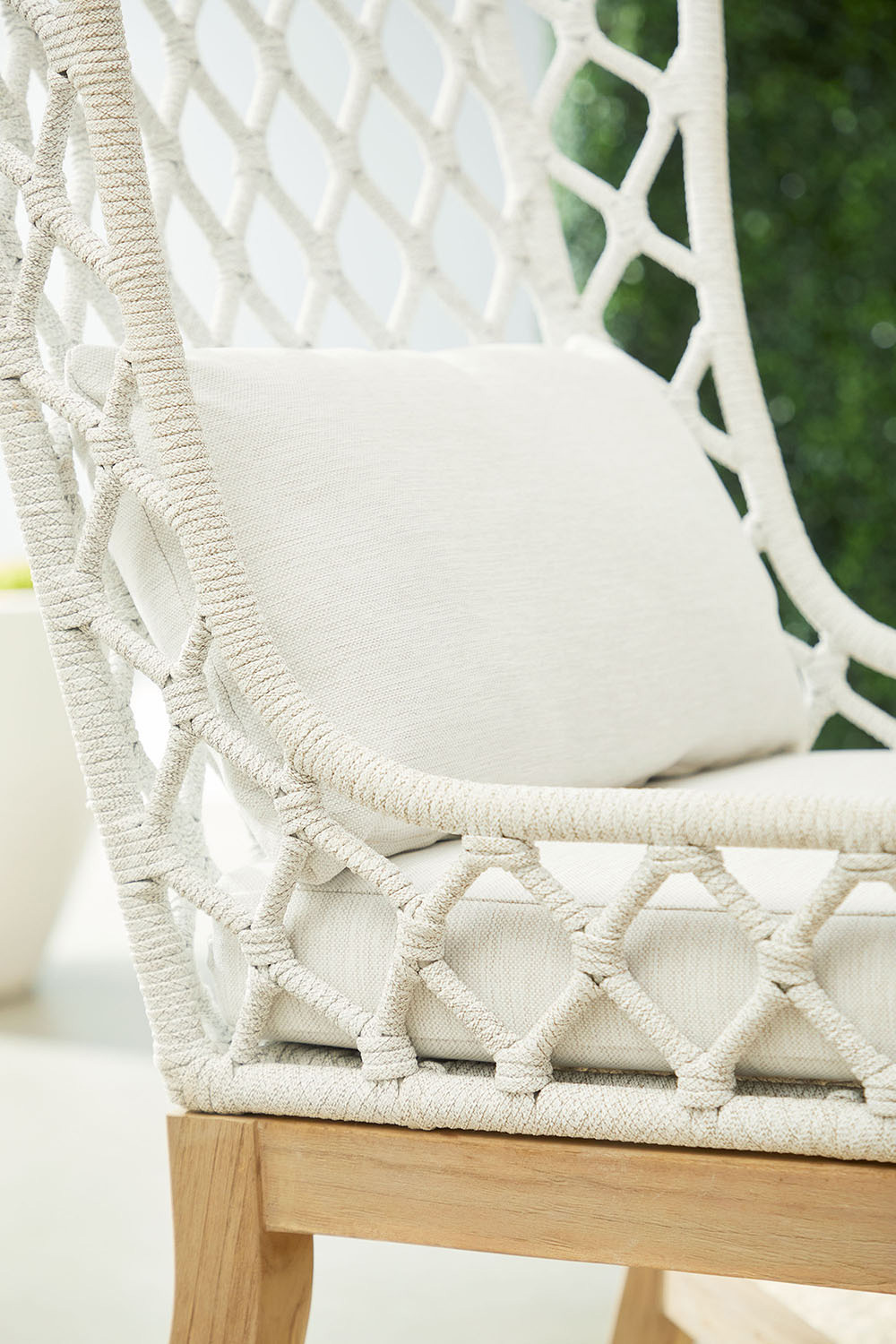 Essentials - Woven Lattis Outdoor Wing Chair in White Speckle