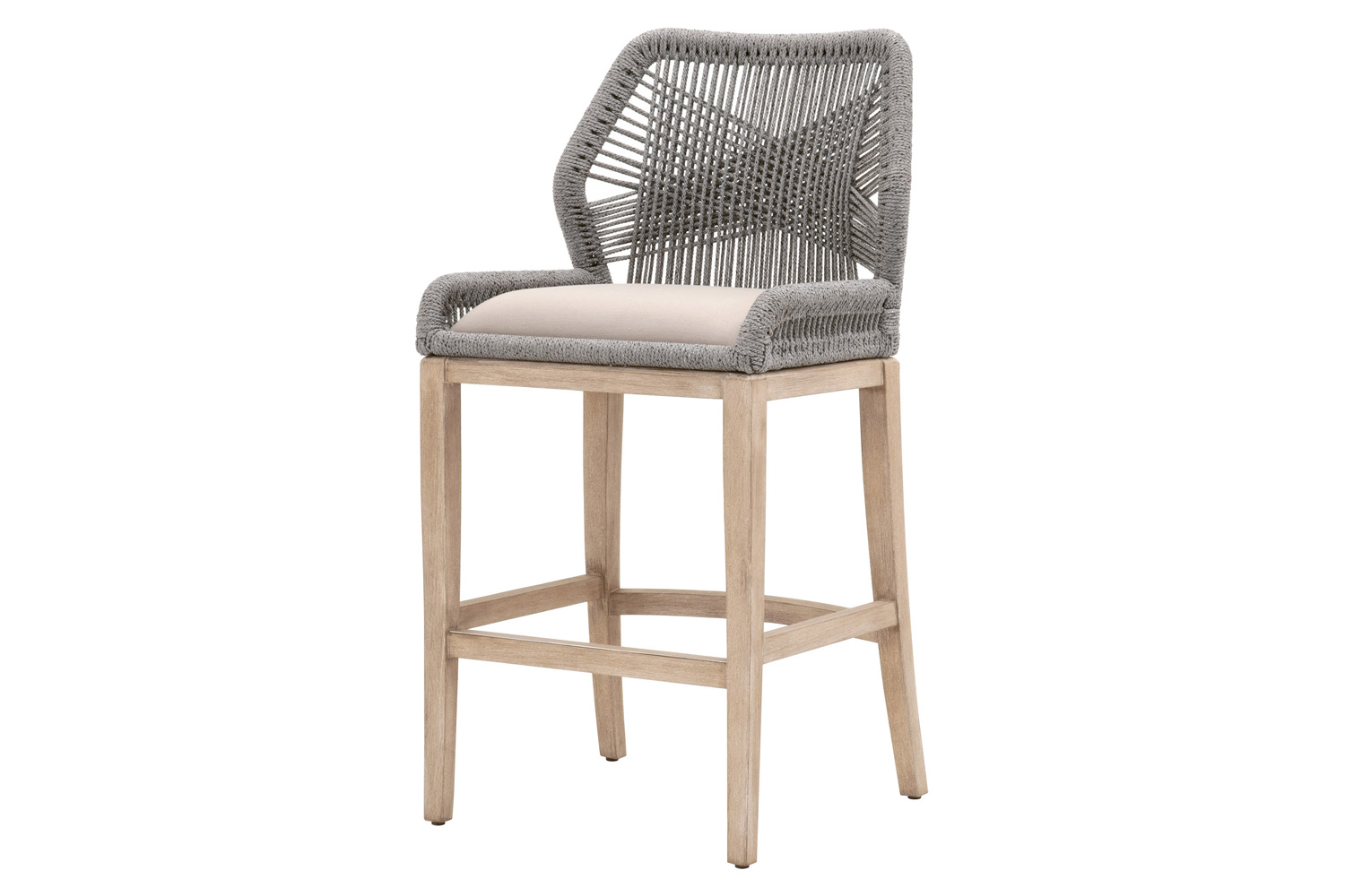 Essentials Woven Loom Barstool - Platinum Natural Gray Reinforced