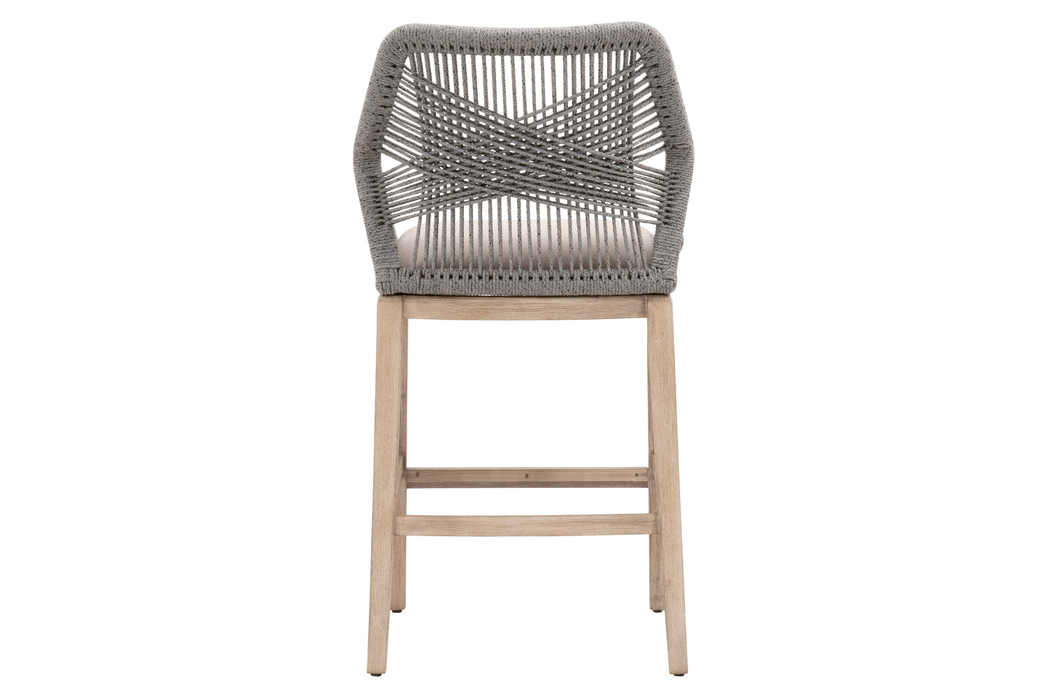 Essentials Woven Loom Barstool - Platinum Natural Gray Reinforced