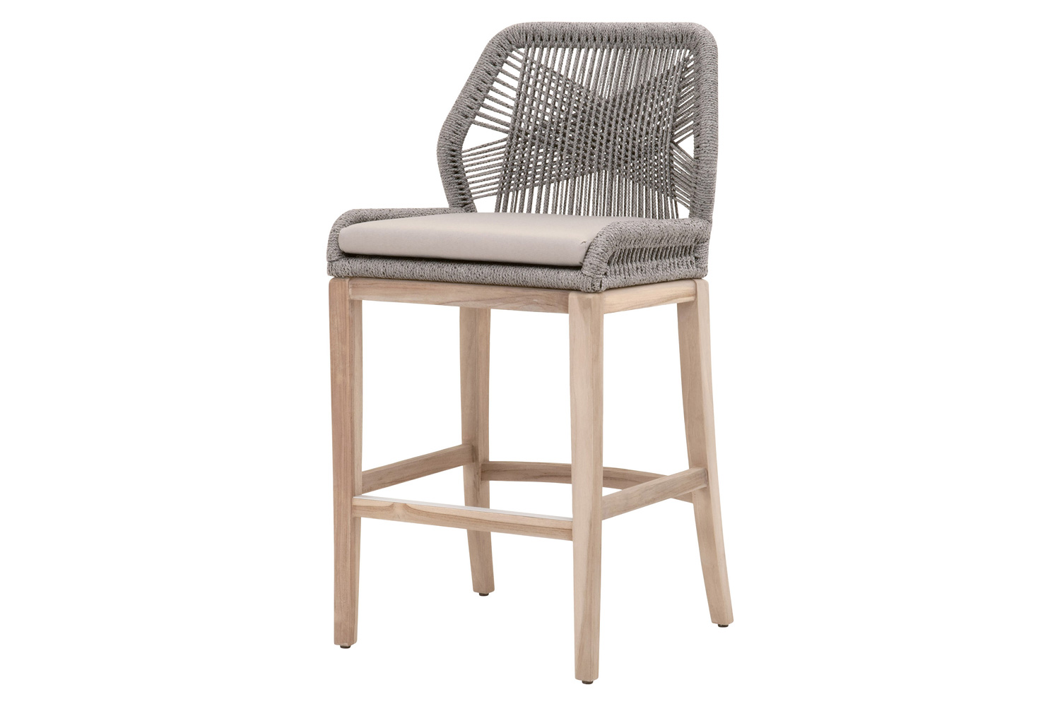 Essentials Woven Loom Outdoor Barstool - Platinum Reinforced