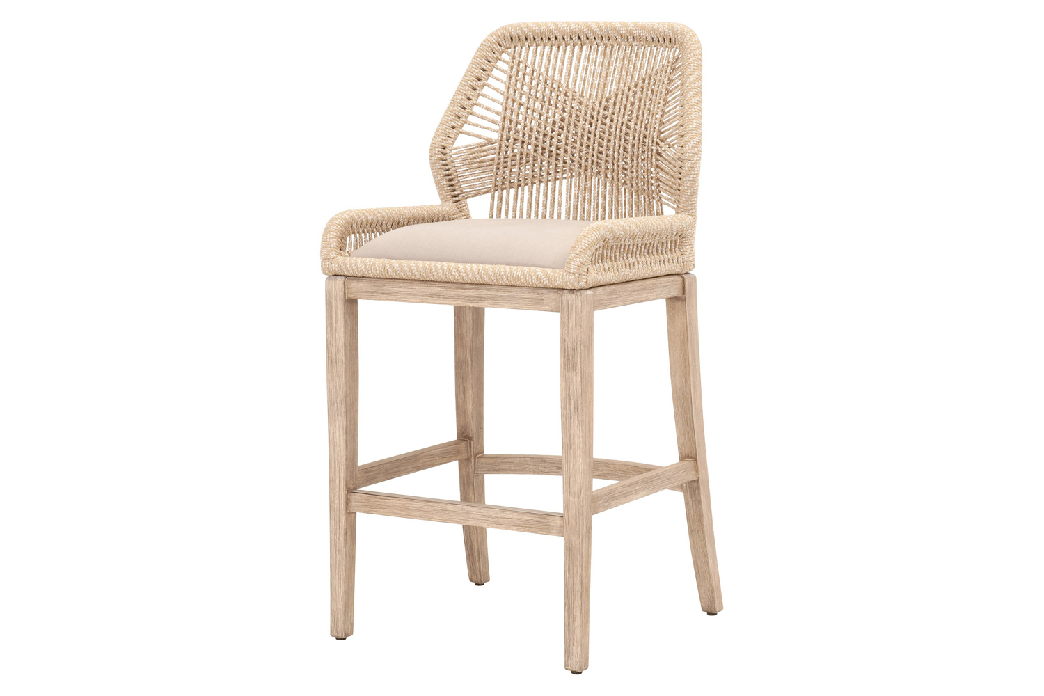 Essentials Woven Loom Barstool - Sand Natural Gray Reinforced