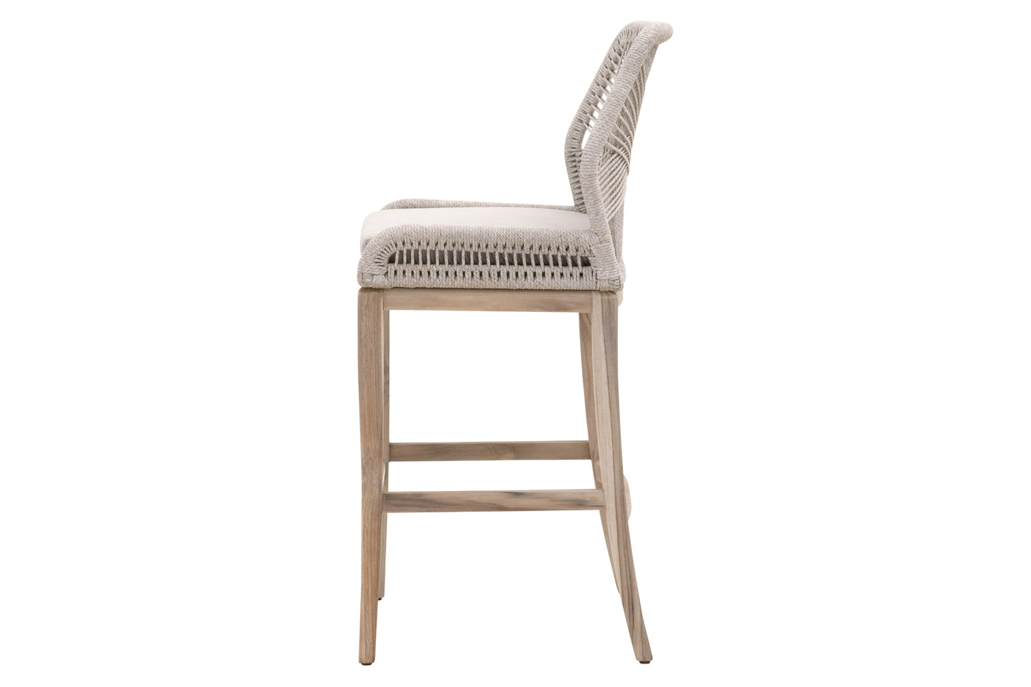 Essentials Woven Loom Outdoor Barstool - Taupe White Gray Teak