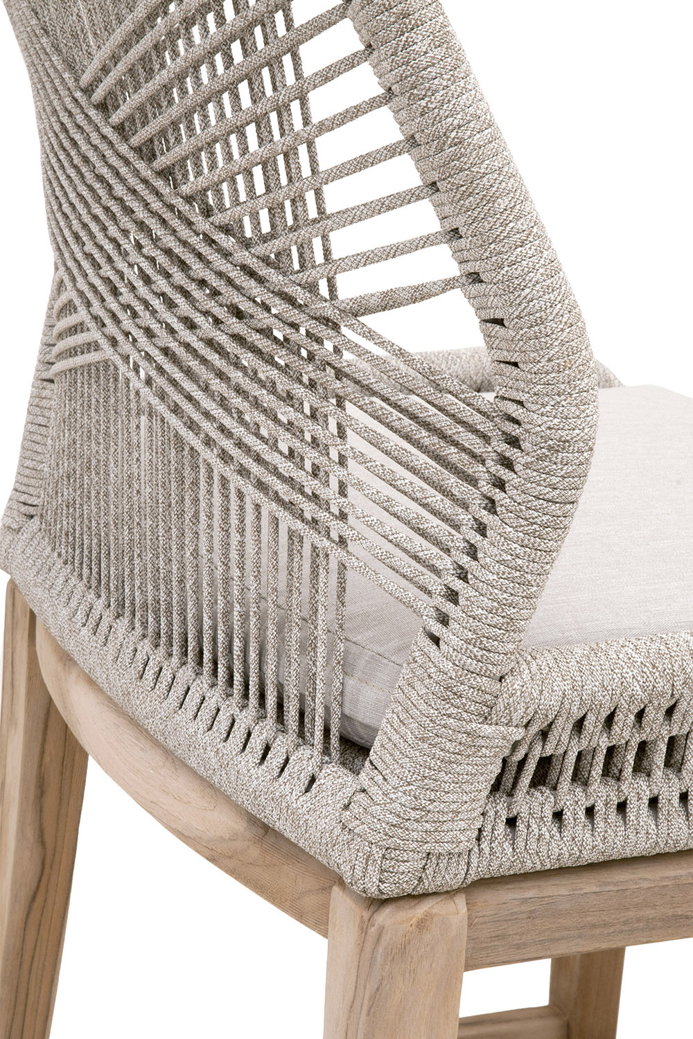 Essentials Woven Loom Outdoor Barstool - Taupe White Gray Teak