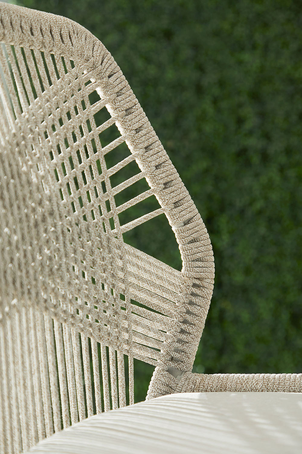 Essentials Woven Loom Outdoor Barstool - Taupe White Gray Teak