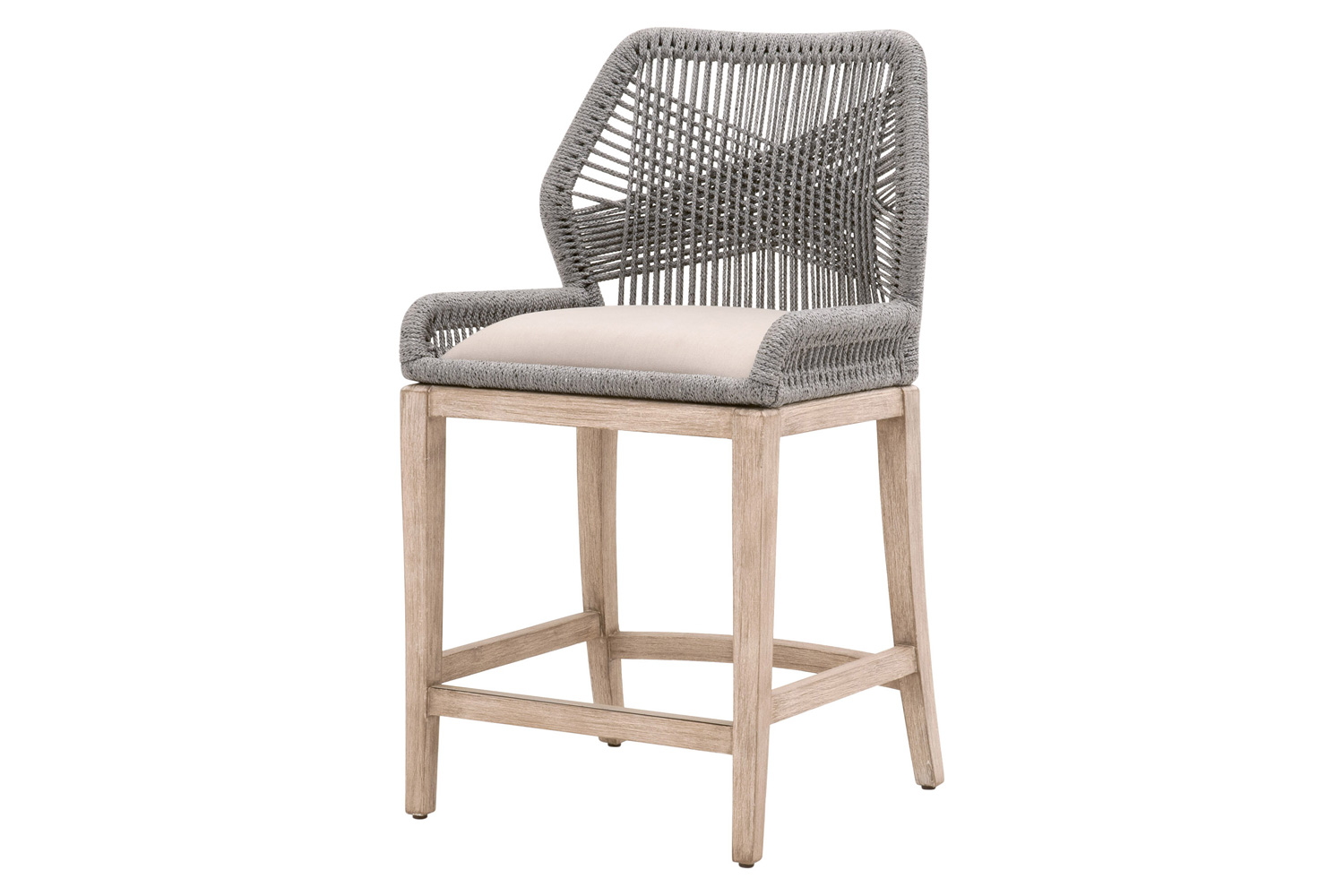 Essentials Woven Loom Counter Stool - Platinum Natural Gray Reinforced