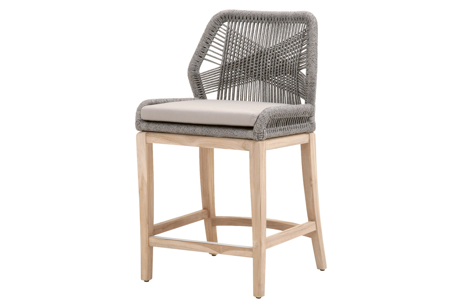 Essentials Woven Loom Outdoor Counter Stool - Platinum Reinforced