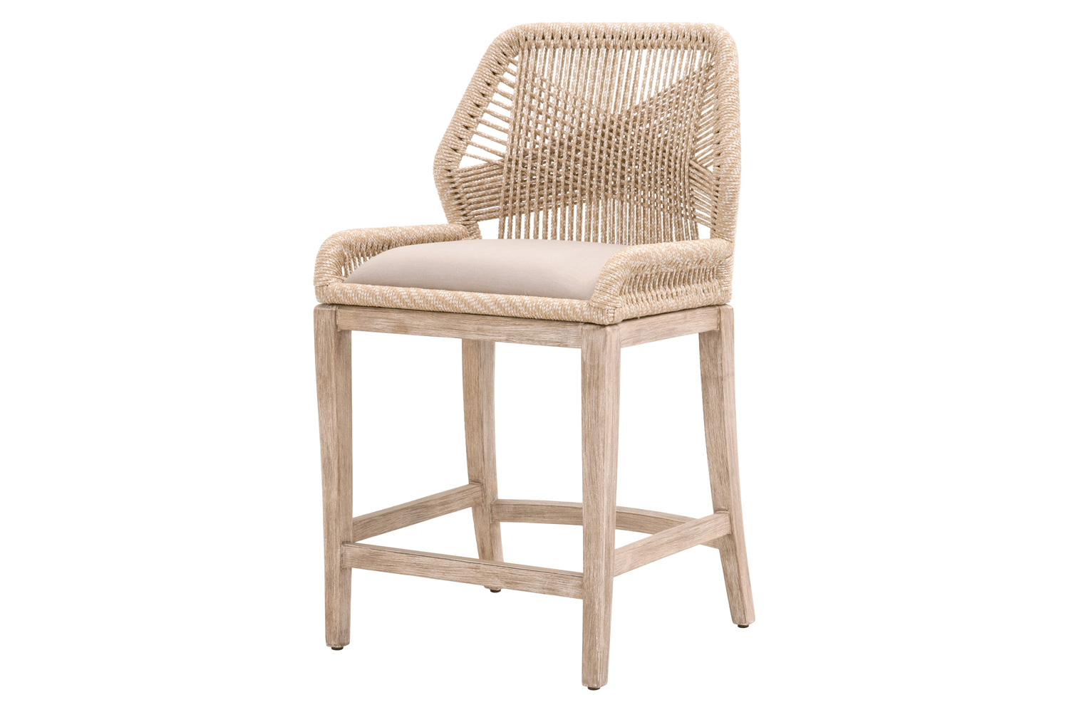 Essentials Woven Loom Counter Stool - Sand Natural Gray Reinforced