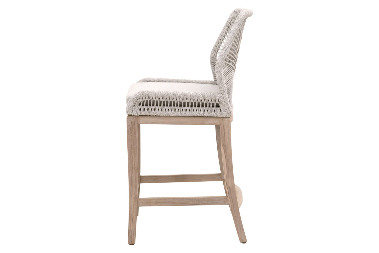 Essentials Woven Loom Outdoor Counter Stool - Taupe White Gray Teak