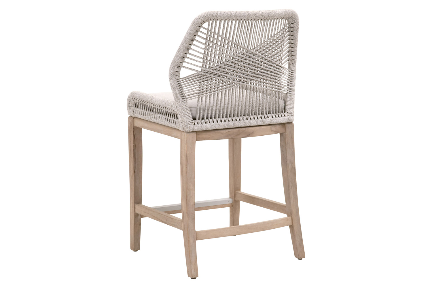 Essentials Woven Loom Outdoor Counter Stool - Taupe White Gray Teak