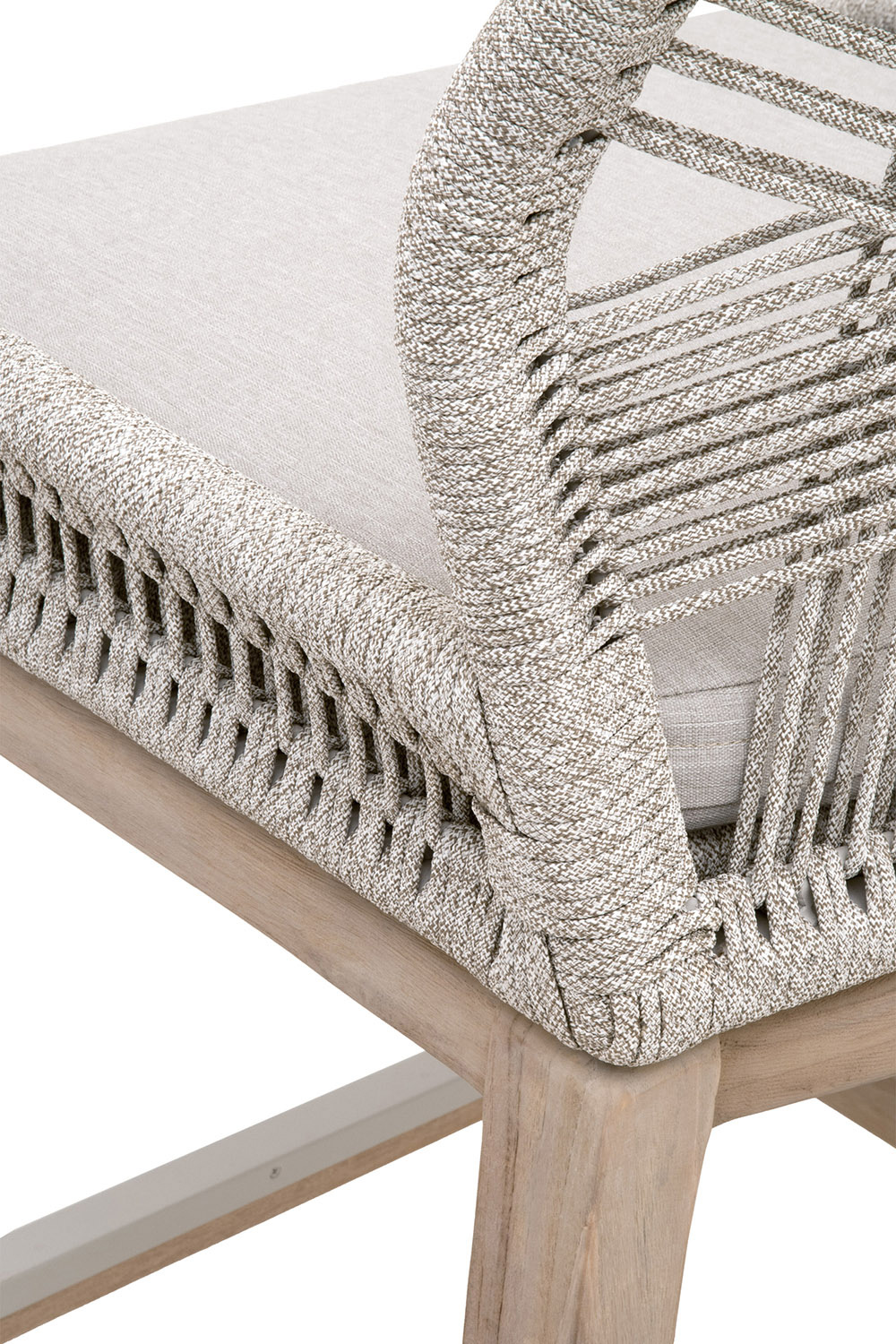 Essentials Woven Loom Outdoor Counter Stool - Taupe White Gray Teak