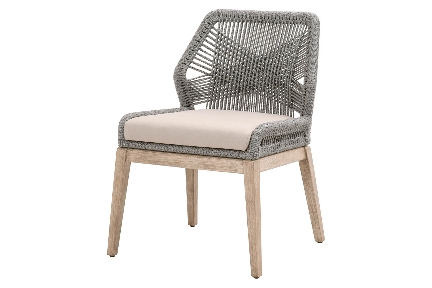 Essentials Woven Loom Dining Chair, Set of 2 - Platinum Natural Gray Fixed